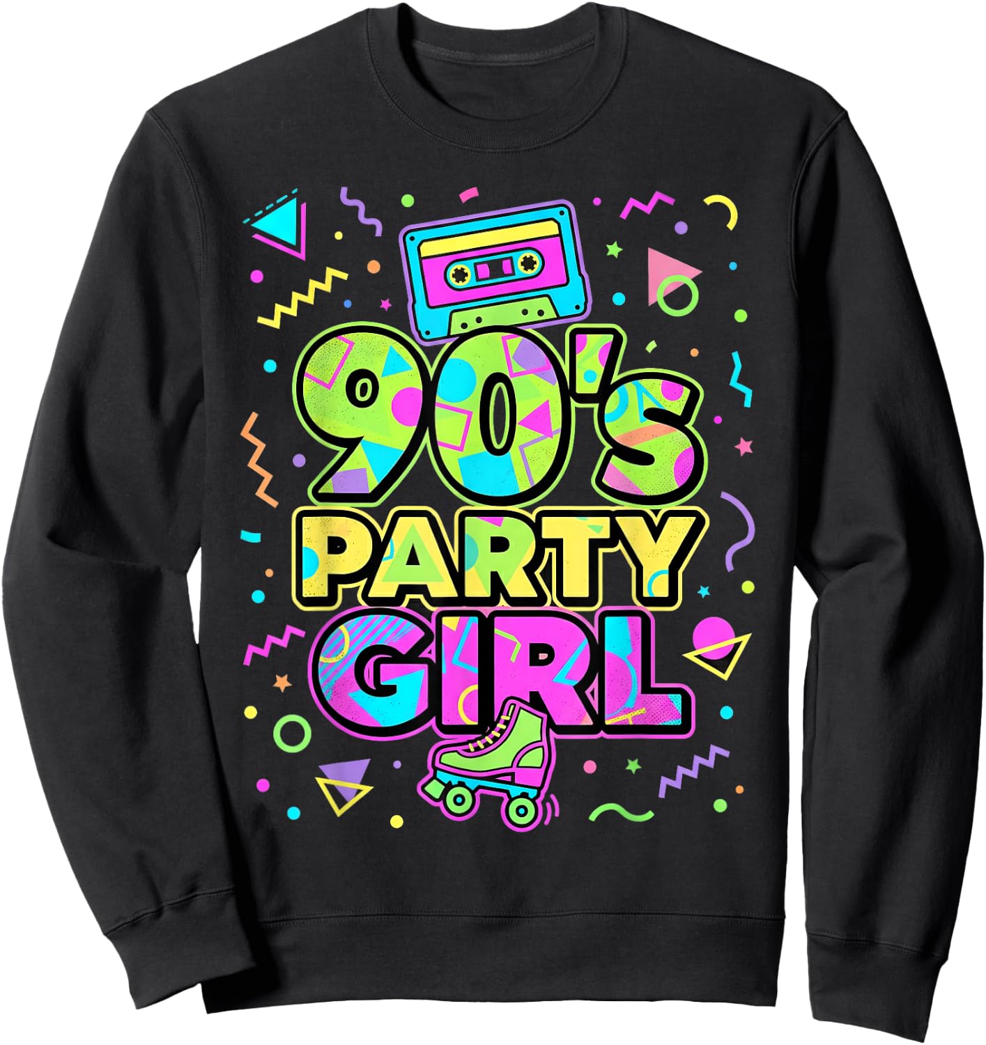 90s Party Girl Damen Outfit 90er Jahre Sweatshirt - Sweatshirt | Black