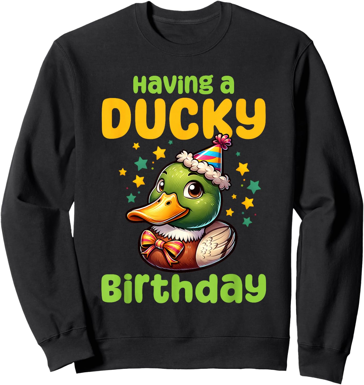 Mallard Duck Birthday Cute Ducky Lover Men Women Kids Sweatshirt - Sweatshirt | Black