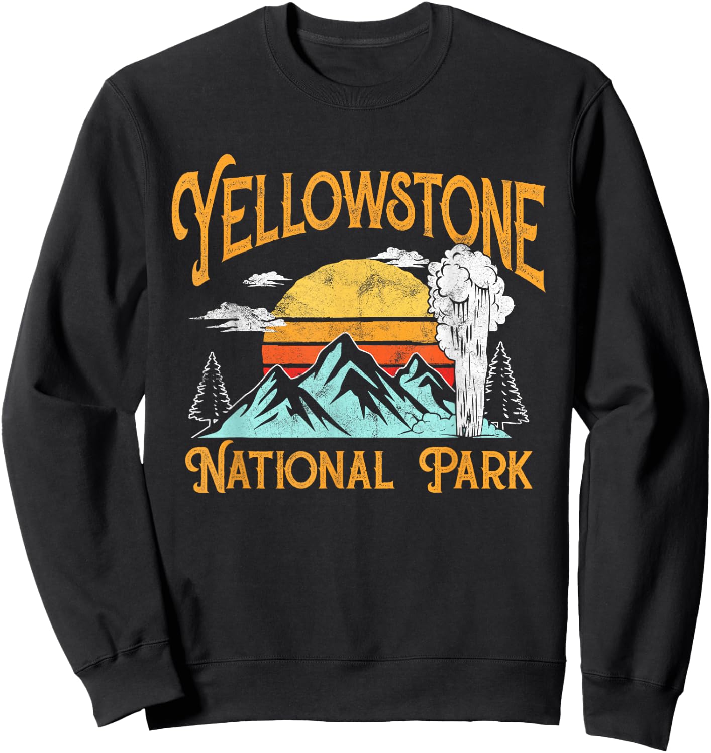 Vintage Yellowstone National Park Retro 80's Graphic Sweatshirt - Sweatshirt | Black