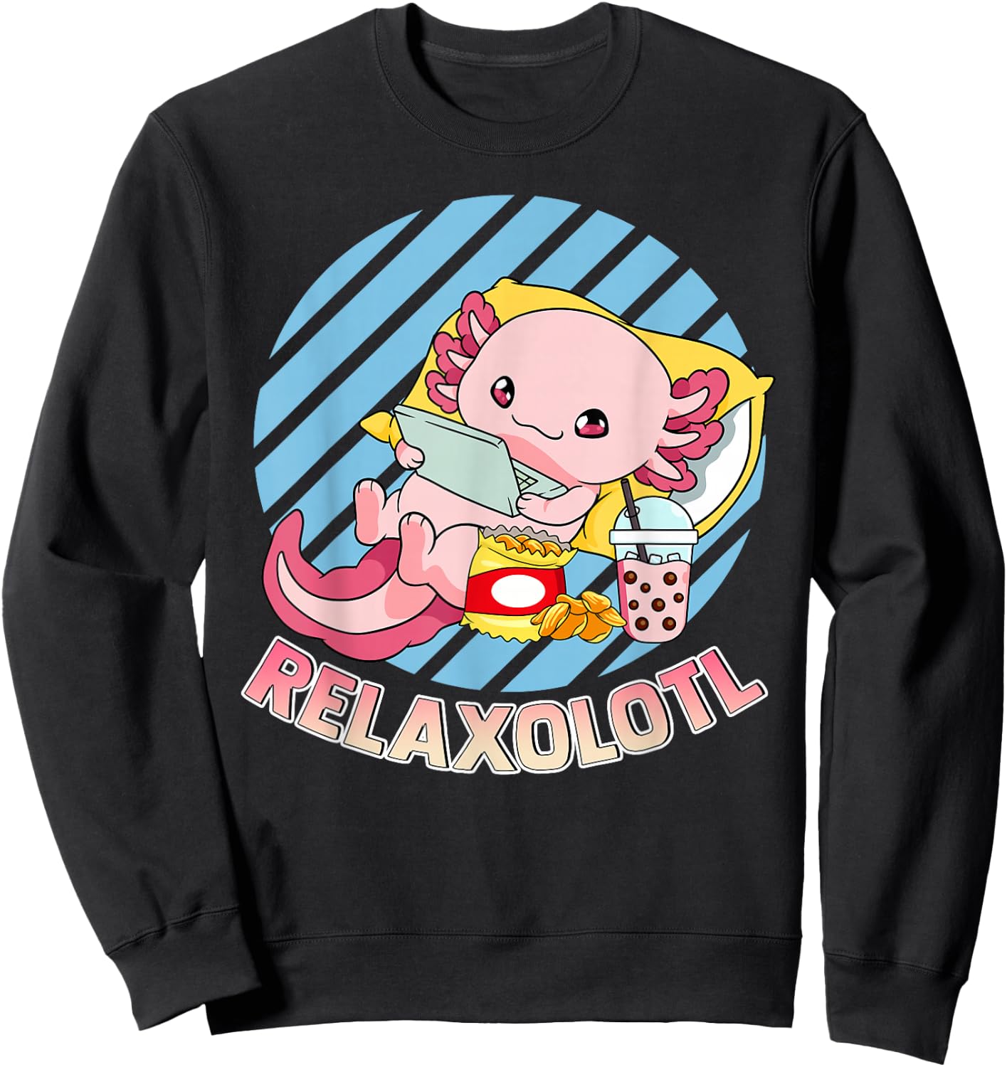 Axolotl Shirt Axolotl Shirts For Girls Cute Relaxolotl Sweatshirt - Sweatshirt | Black