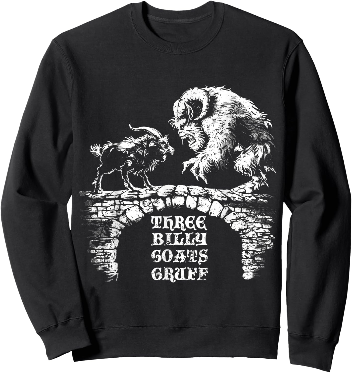 Three Billy Goats Gruff Fairytale Vintage Sweatshirt - Sweatshirt | Black