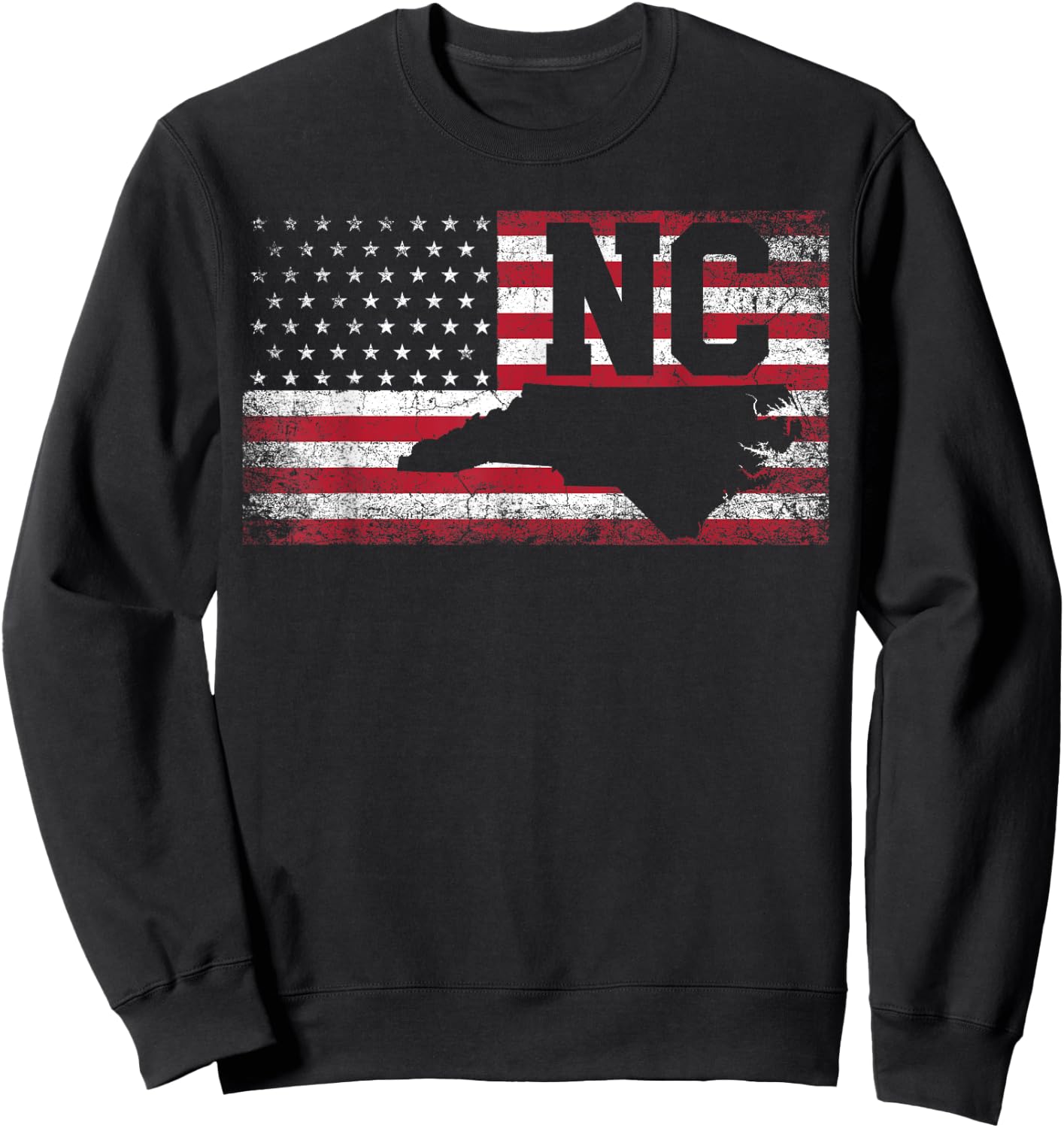 American Flag North Carolina 4th of July Vintage Men Women Sweatshirt - Sweatshirt | Black