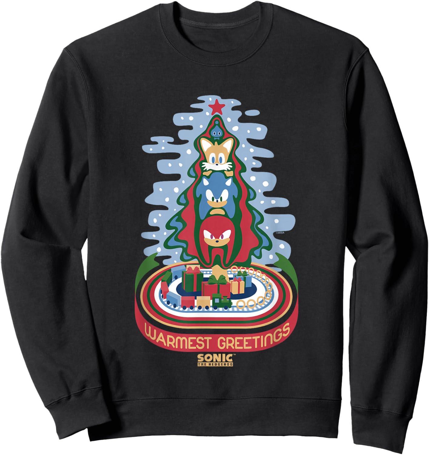 Sonic The Hedgehog Christmas Warmest Greetings Vintage Sweatshirt - Sweatshirt | Black