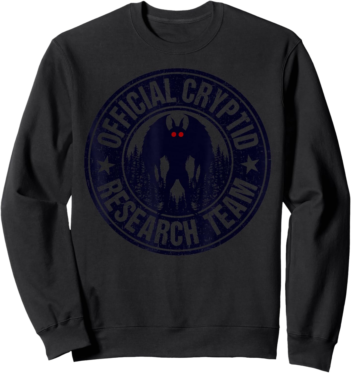 Mothman Research Team Men Women Kids! Search Vintage Cryptid Sweatshirt - Sweatshirt | Black