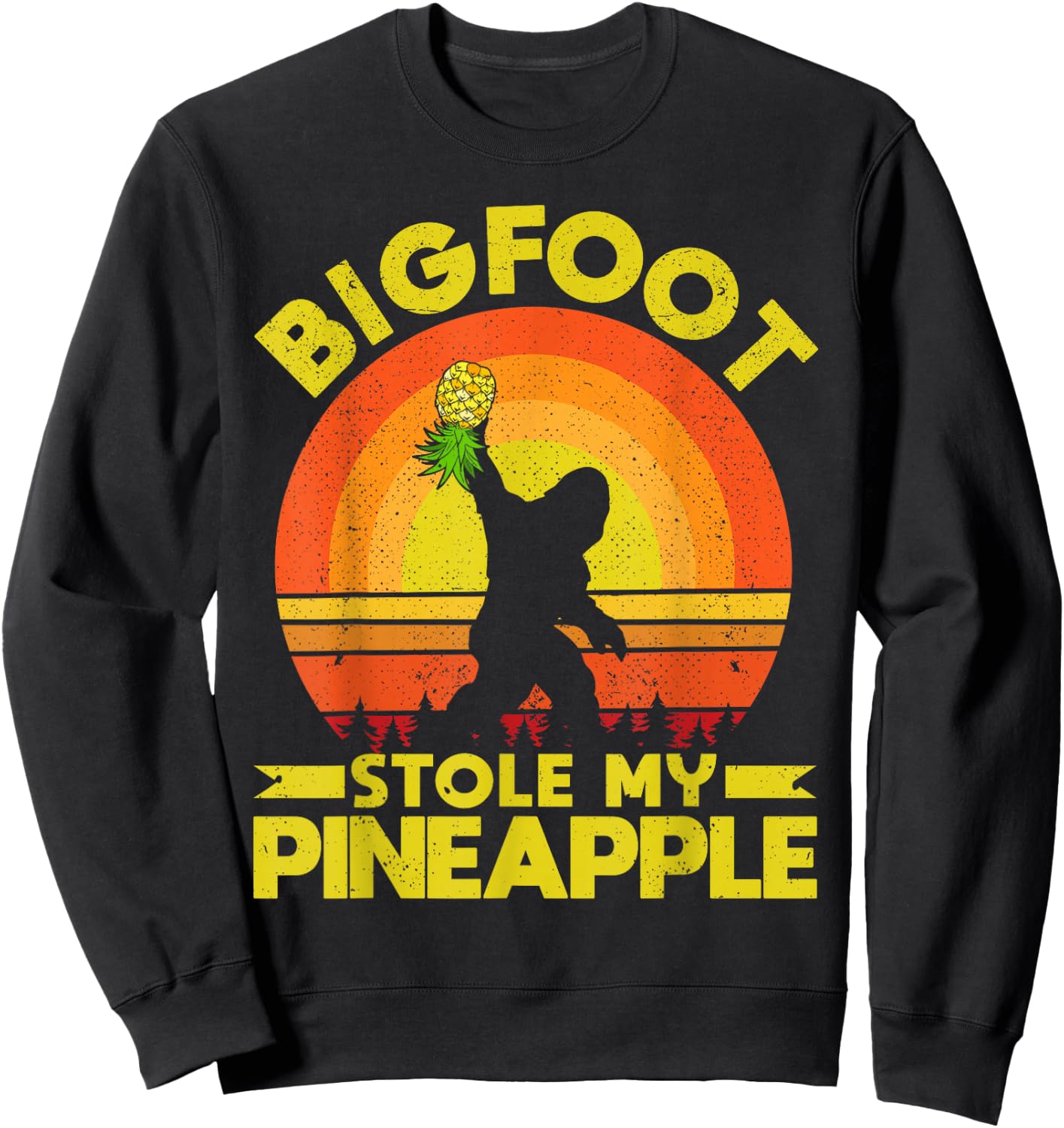 Bigfoot Stole My Pineapple Upside Down Pineapple Swinger Sweatshirt - Sweatshirt | Black