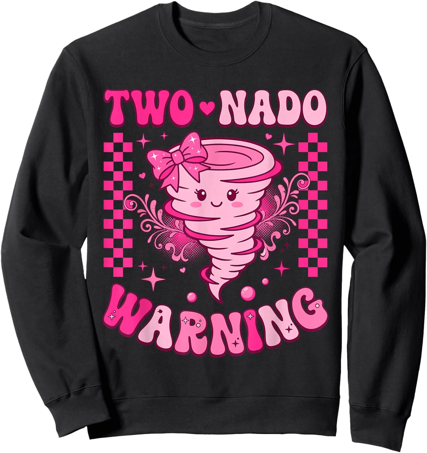 Two Nado 2nd Birthday Tornado 2 Year Old 2nd Bday Girl Sweatshirt - Sweatshirt | Black