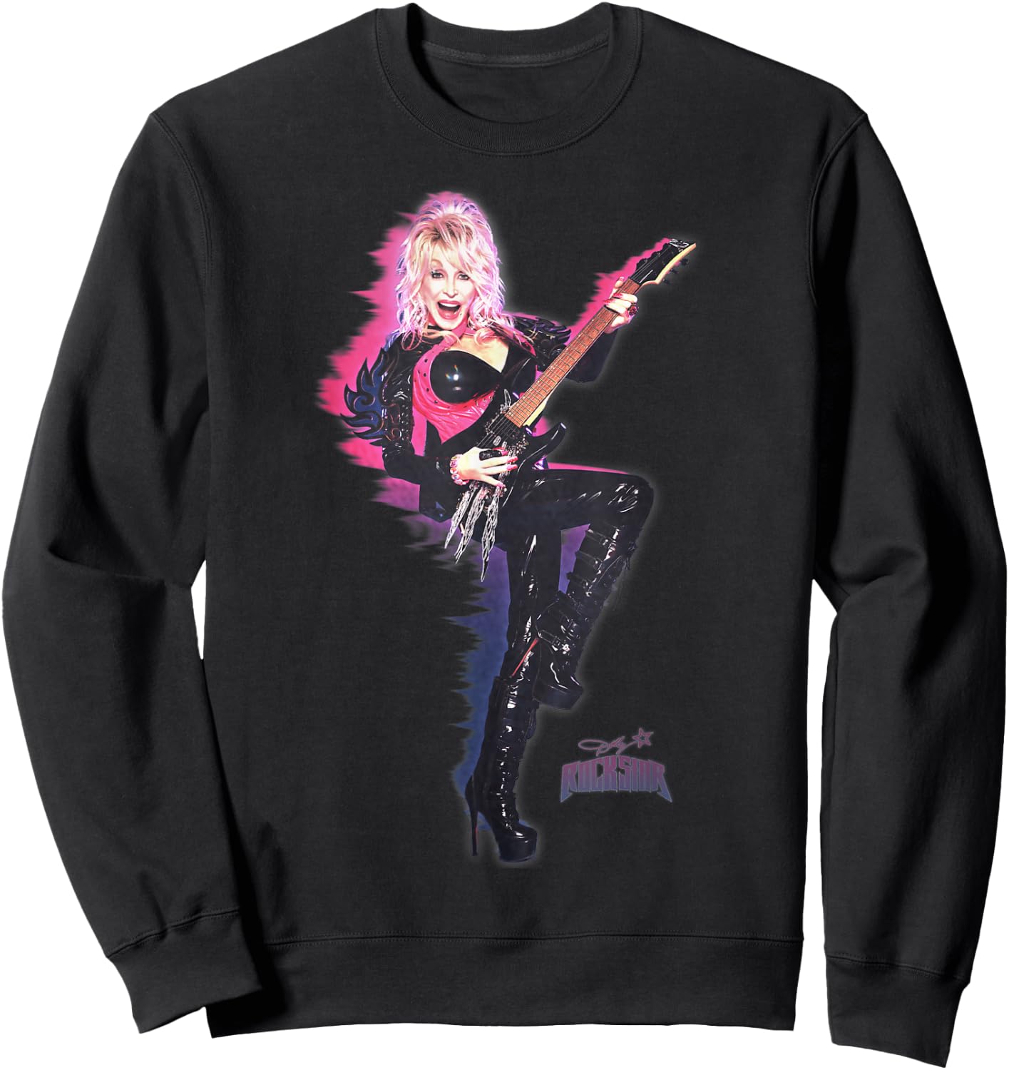 Dolly Parton Rockstar on Fire Sweatshirt - Sweatshirt | Black