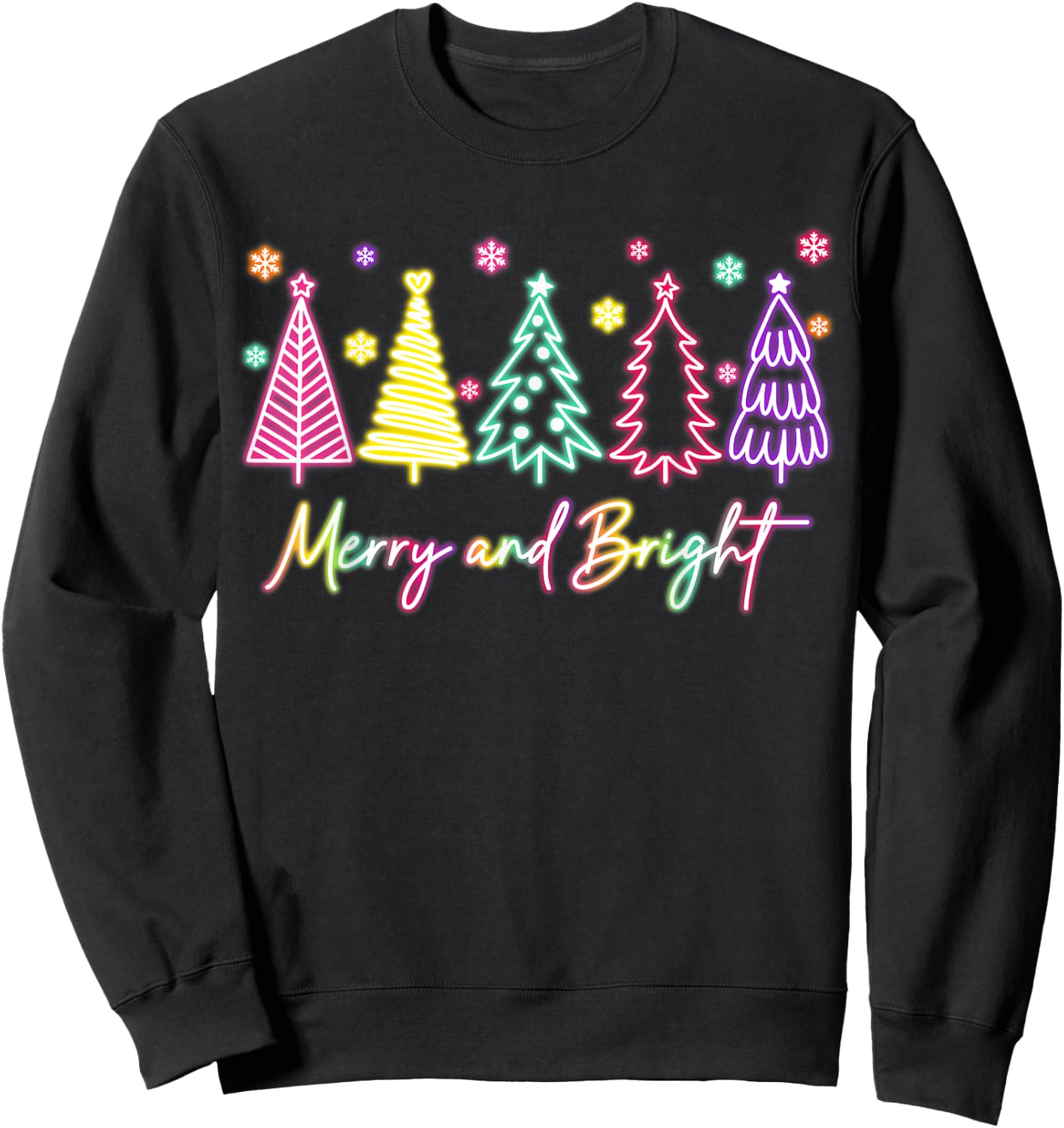 Merry Christmas Bright Christmas Tree Light Colorful Glowing Sweatshirt - Sweatshirt | Black