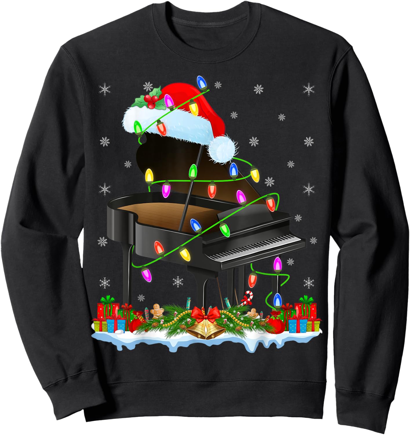 Piano Xmas Lighting Santa Piano Christmas Sweatshirt - Sweatshirt | Black