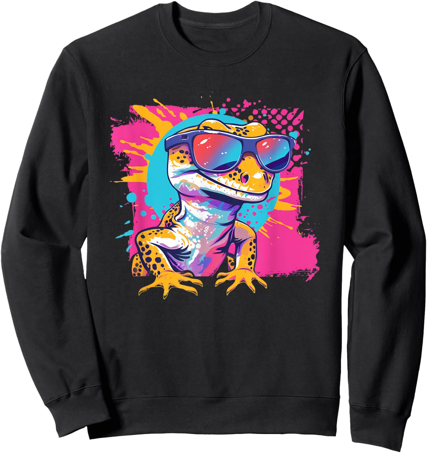 Reptile Retro Vintage Leopard Gecko Lover Sweatshirt - Sweatshirt | Black