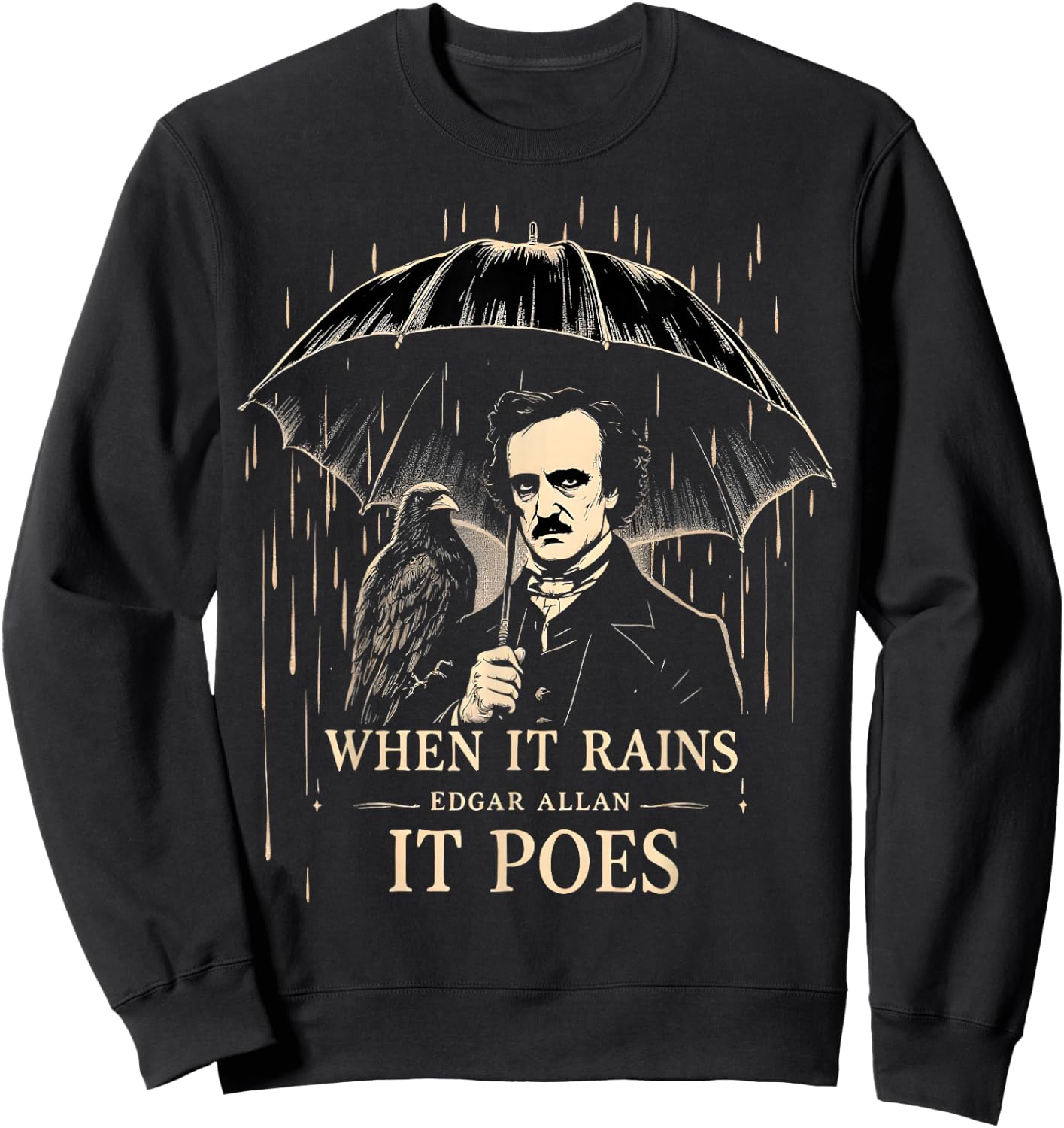 Gothic Raven Dark Literature Sweatshirt - Sweatshirt | Black