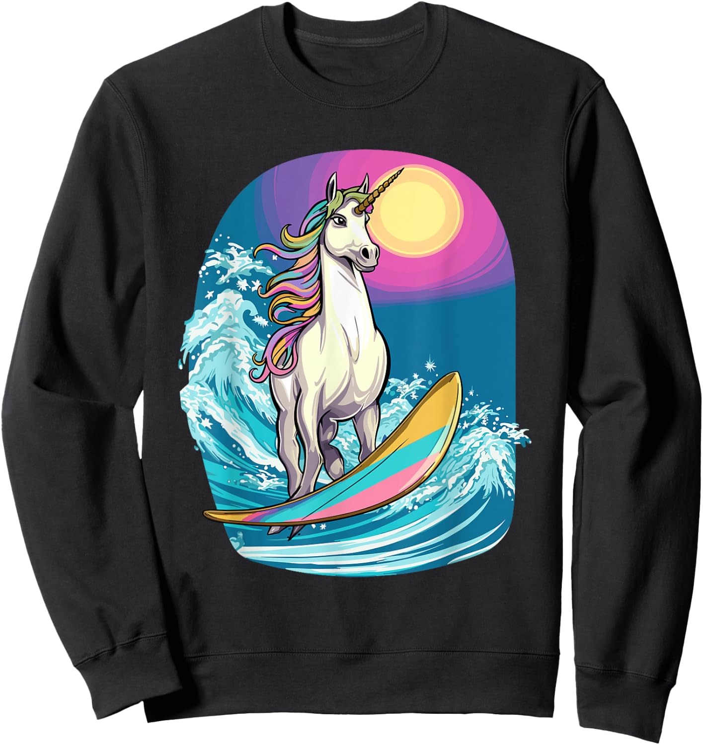 Unicorn Surfing Apparel Surfboard Surf Surfer Kids Sweatshirt - Sweatshirt | Black