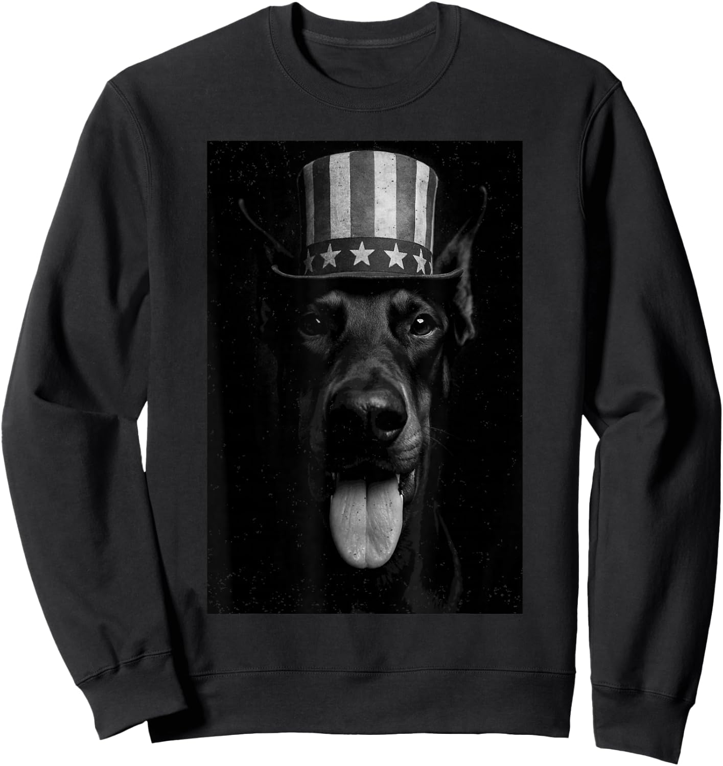 Doberman American Flag Hat 4th Of July Patriotic Dog Lover Sweatshirt - Sweatshirt | Black