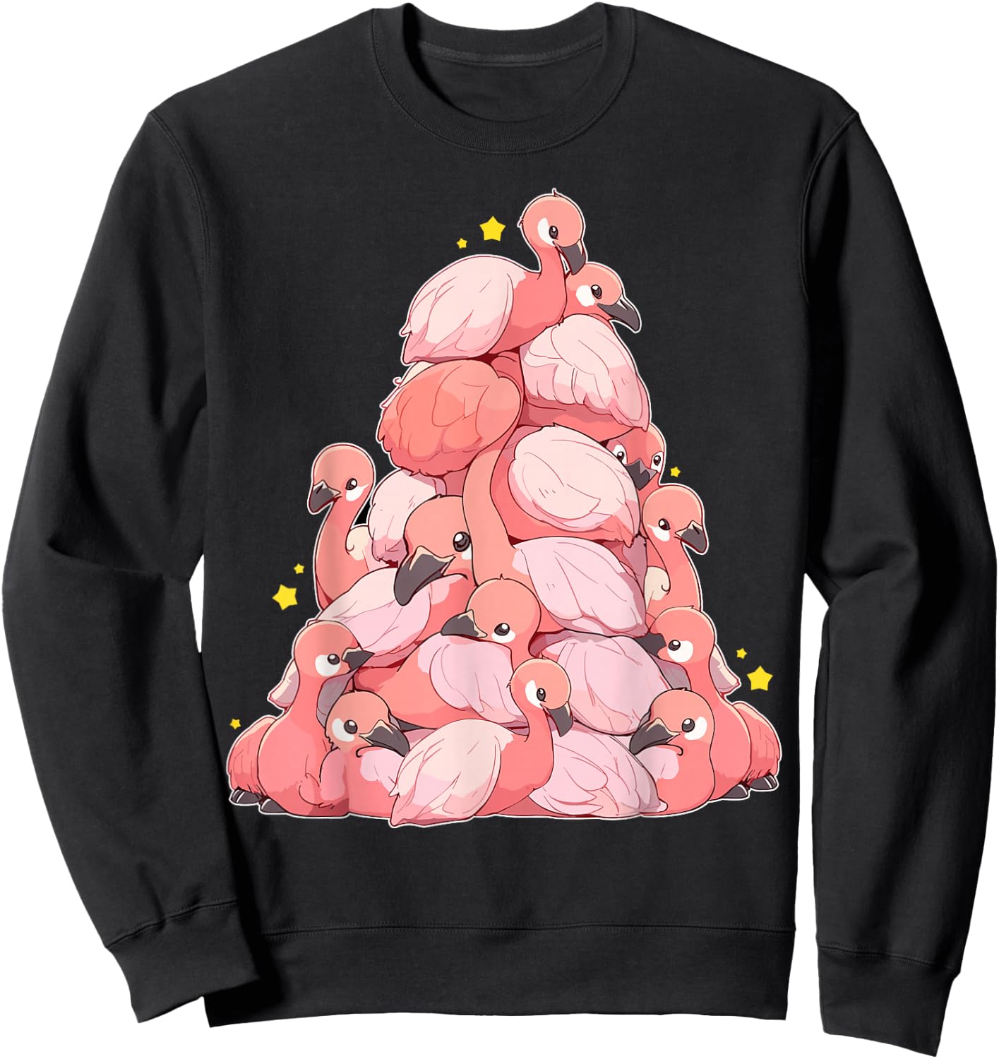 Flamingo Shirt Girls Boys Kawaii Cute Flamingo Pile Sweatshirt - Sweatshirt | Black