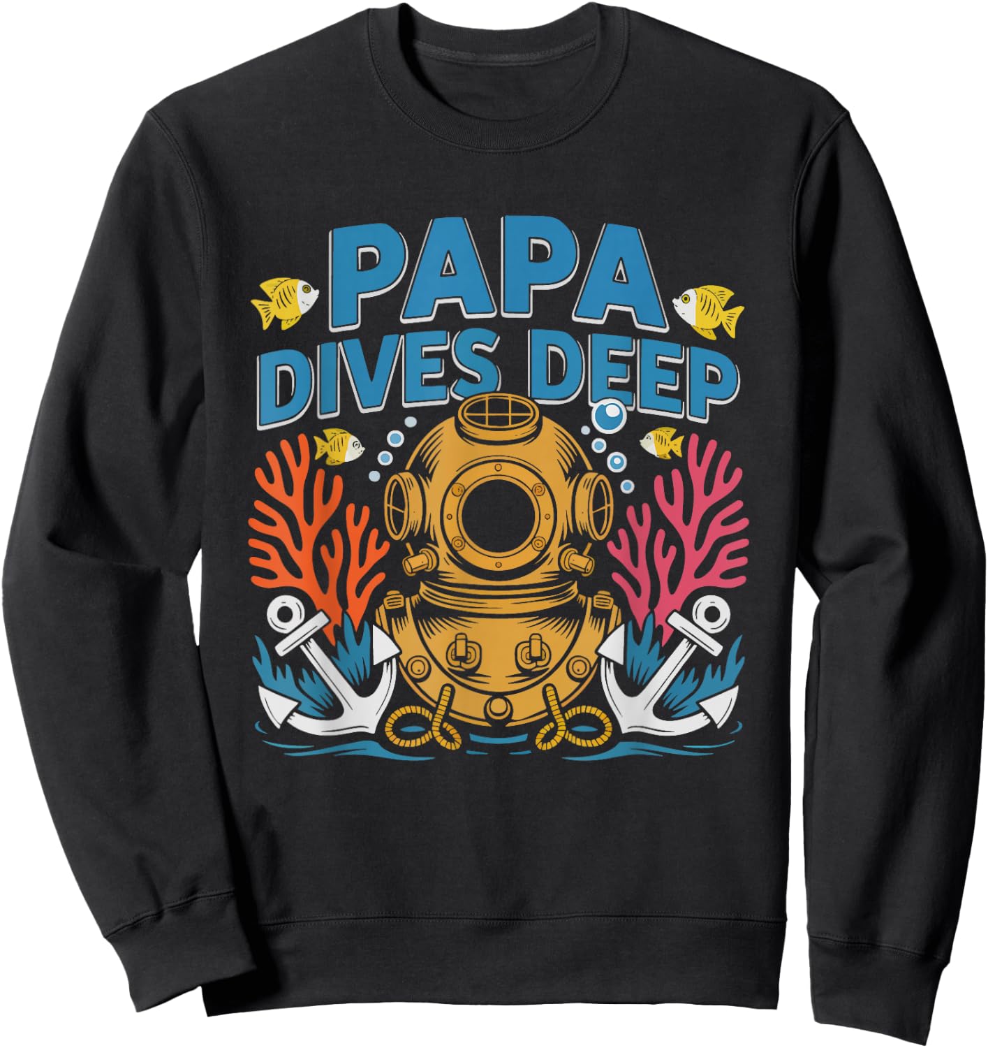 Scuba Diving Grandpa Deep Sea Papa Vintage Dive Badge Ocean Sweatshirt - Sweatshirt | Black