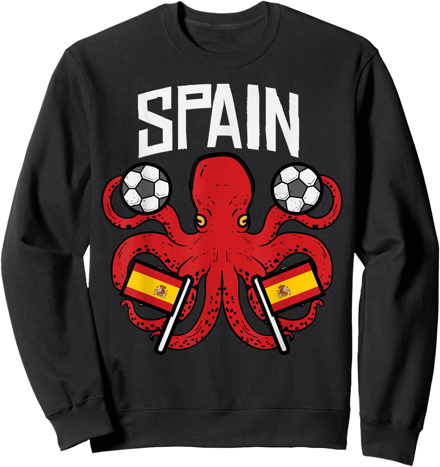 Spain Octopus Spanish Flag Soccer Fan Men Women Kids Boys Sweatshirt - Sweatshirt | Black
