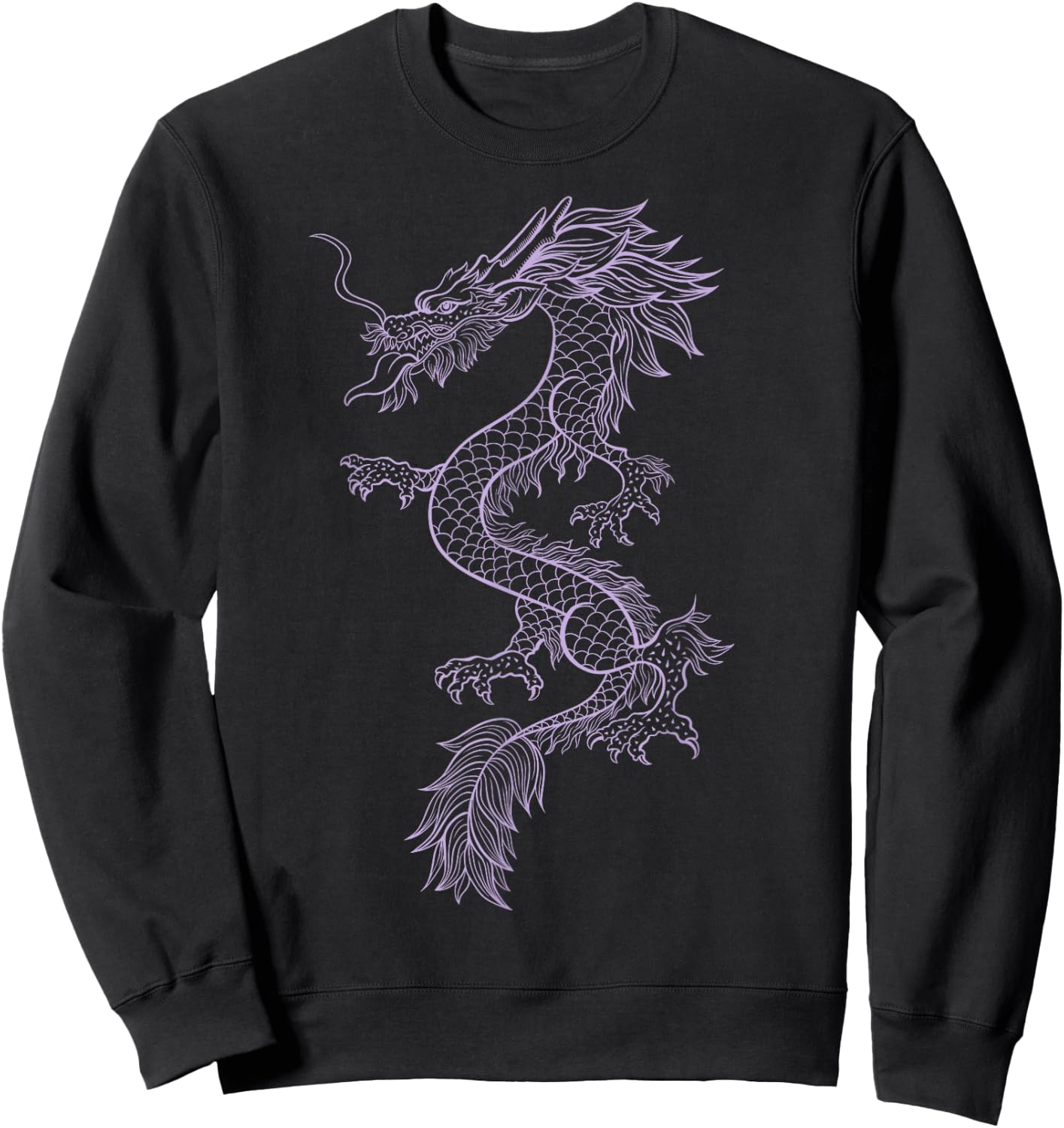 Chinese Purple Dragon Graphic Design Cool Urban Fashion Sweatshirt - Sweatshirt | Black