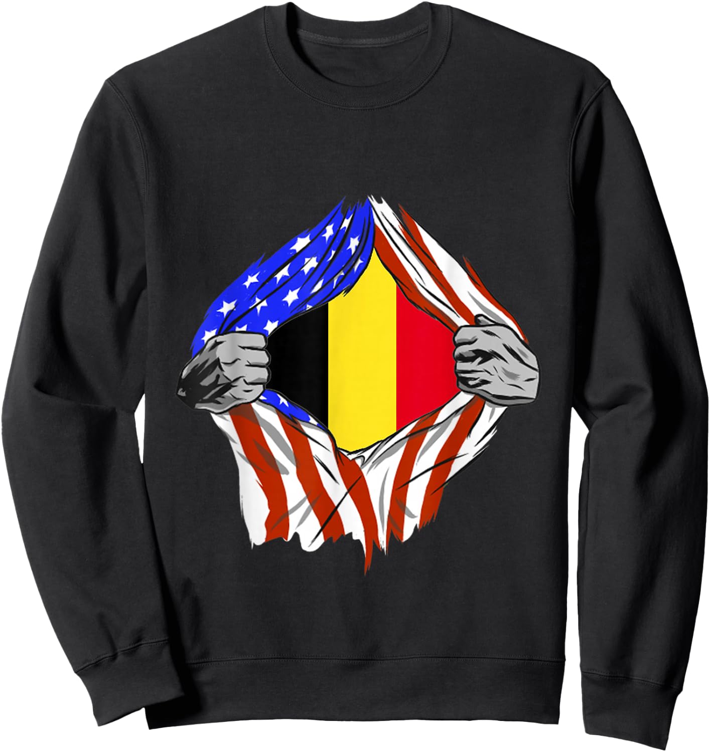 Belgium Flag Chest America USA Belgian Pride Belgian Roots Sweatshirt - Sweatshirt | Black