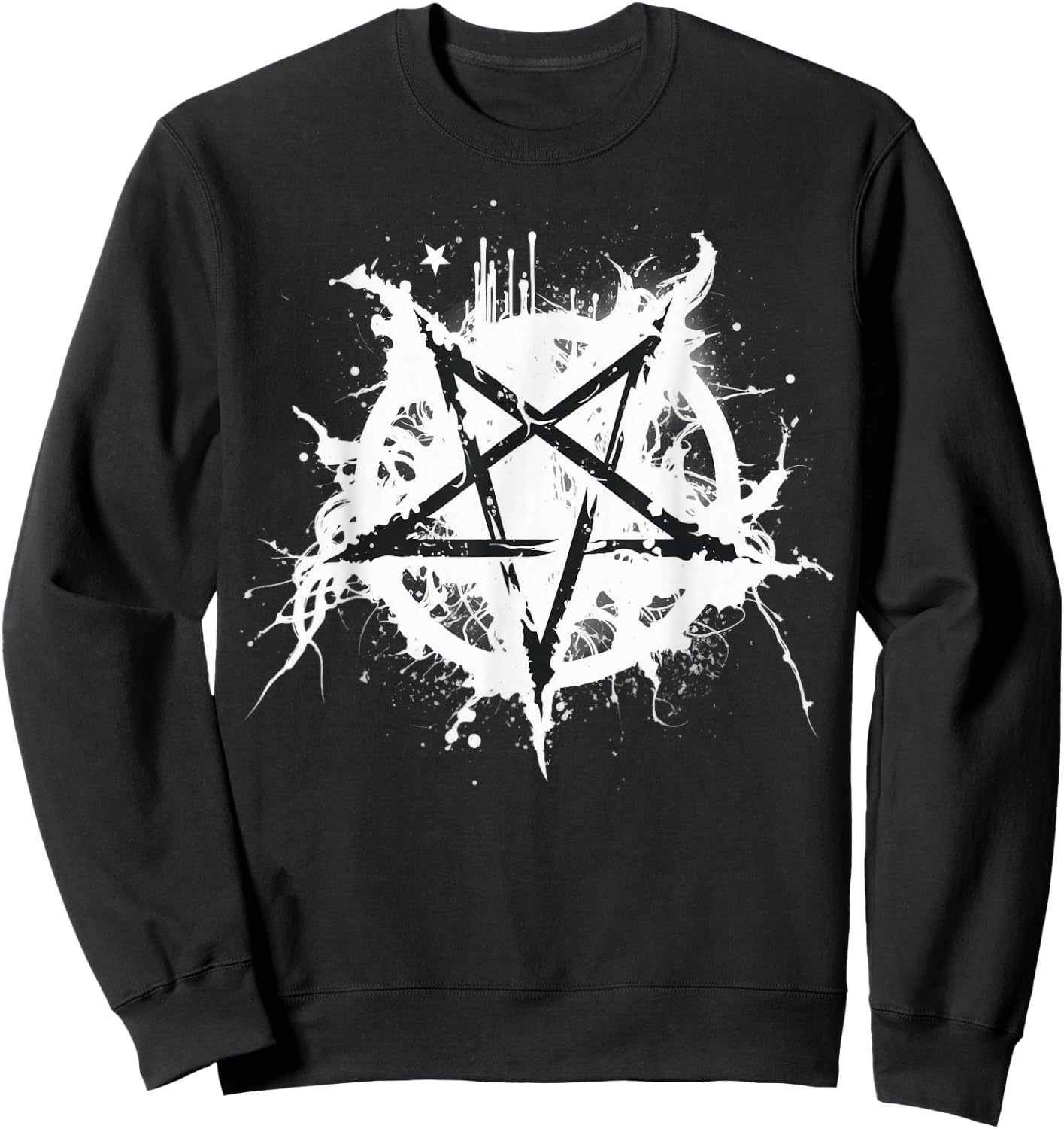 Schwarz-weißes satanisches Pentagramm Sweatshirt - Sweatshirt | Black