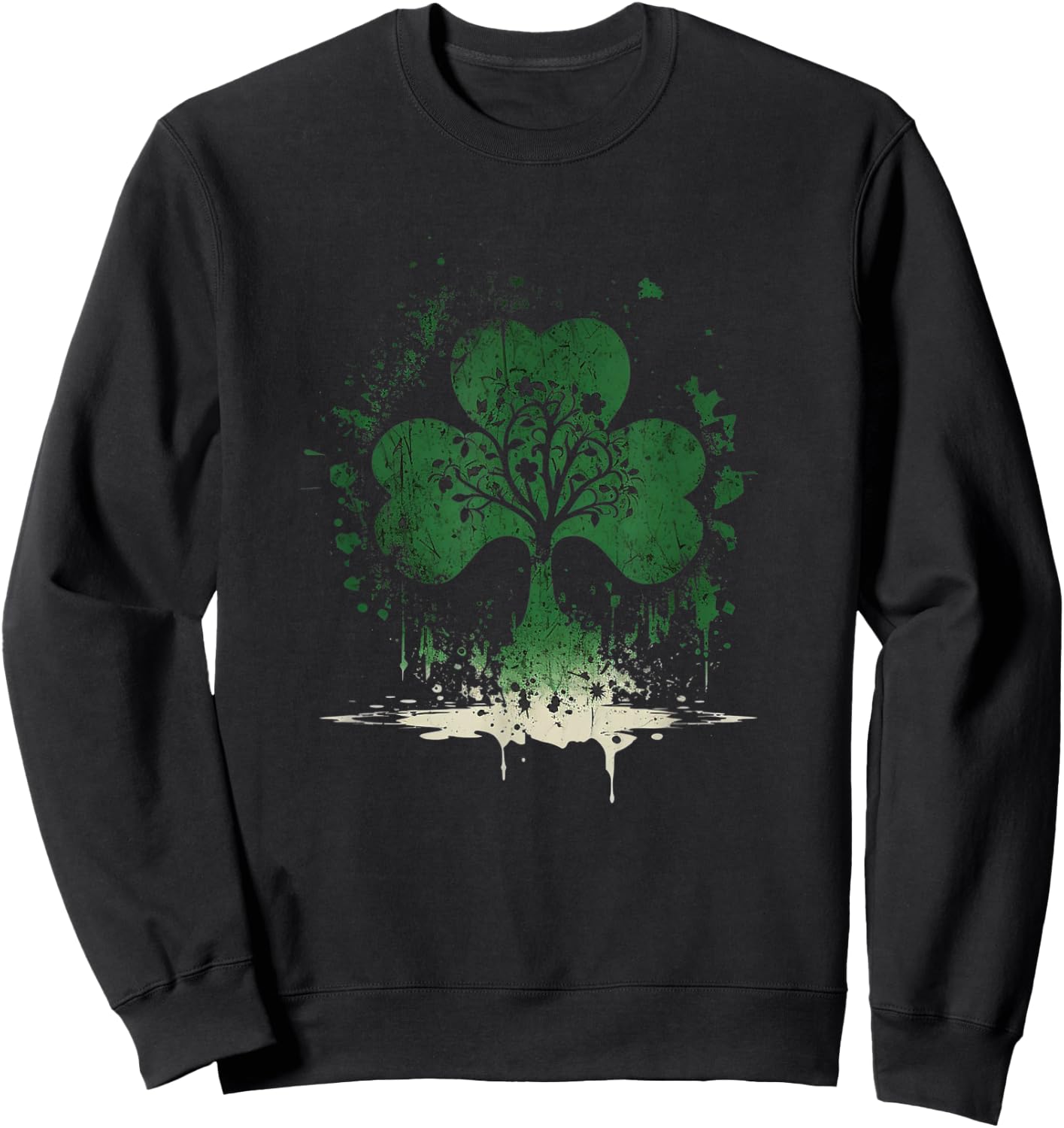 St Patricks Day Shamrock Art , black Sweatshirt - Sweatshirt | Black