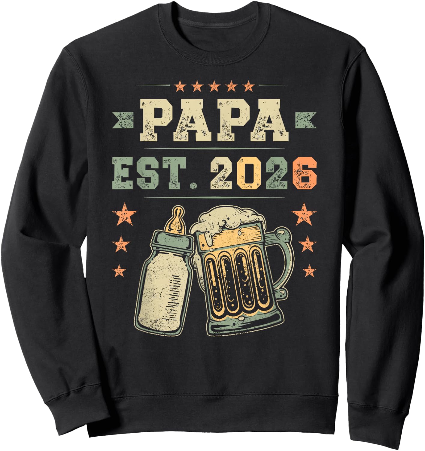 Papa Est. 2026, Neuer Vater, Junger Papa, Erste Mal Papa Sweatshirt - Sweatshirt | Black