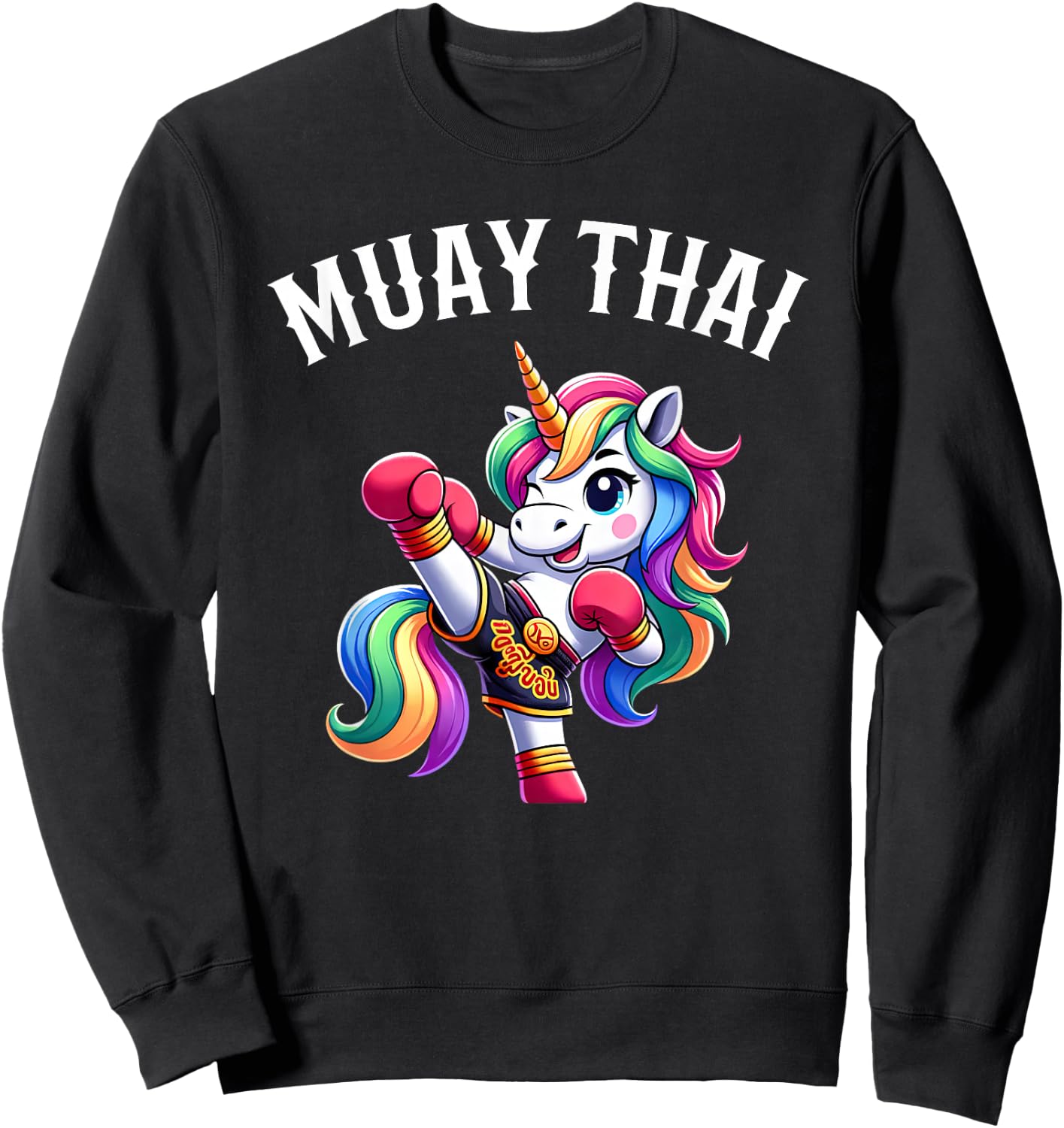 Cute Muay Thai Unicorn Sweatshirt - Sweatshirt | Black