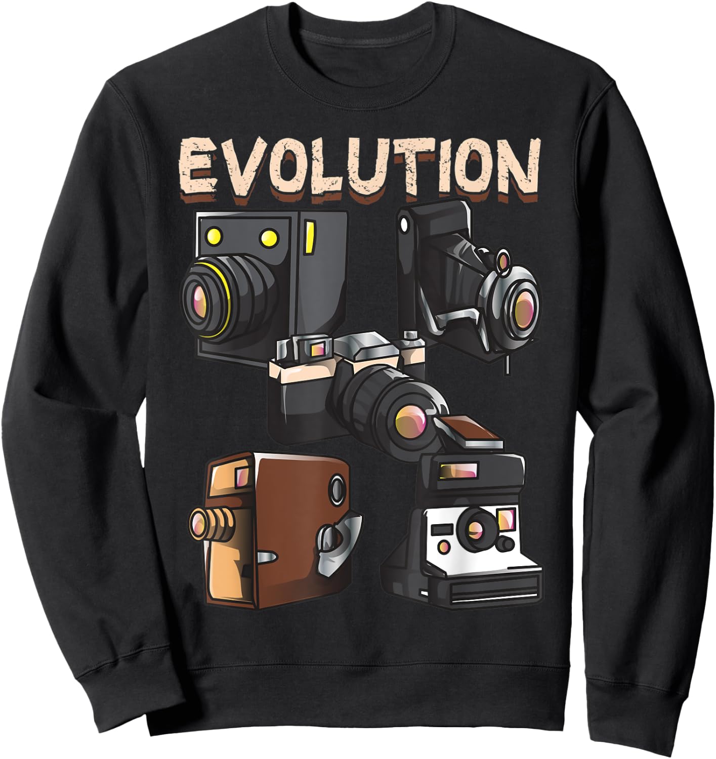 Vintage Evolution of the Camera Photography Sweatshirt - Sweatshirt | Black