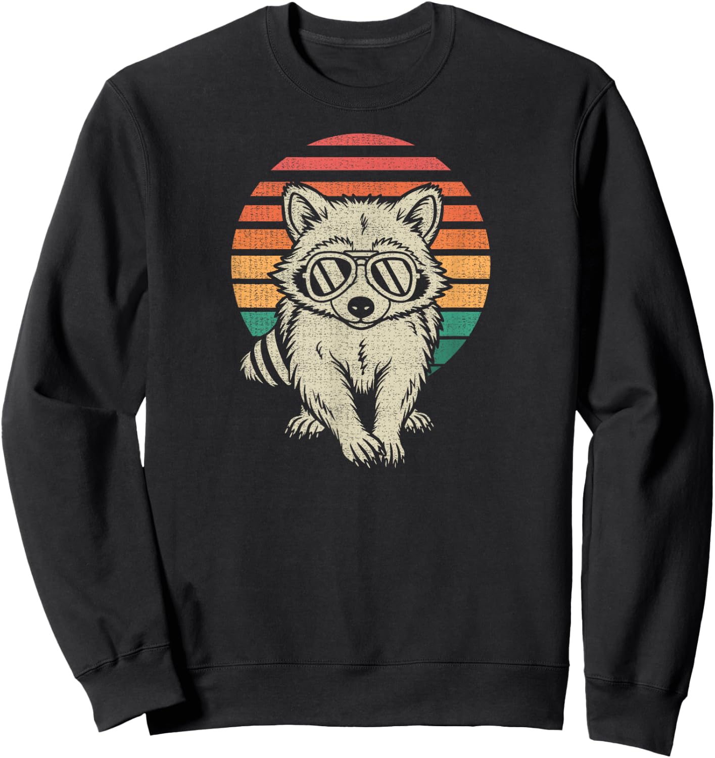 Funny Raccoon Lover Animal Retro 70s Sweatshirt - Sweatshirt | Black