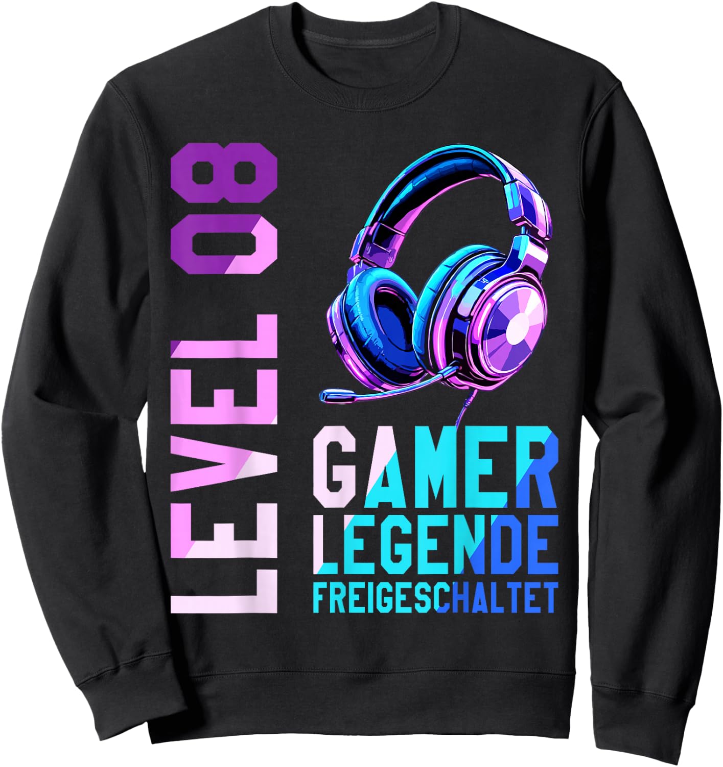 8. Geburtstag Junge Mädchen Gaming Level 8 Jahre Sweatshirt - Sweatshirt | Black