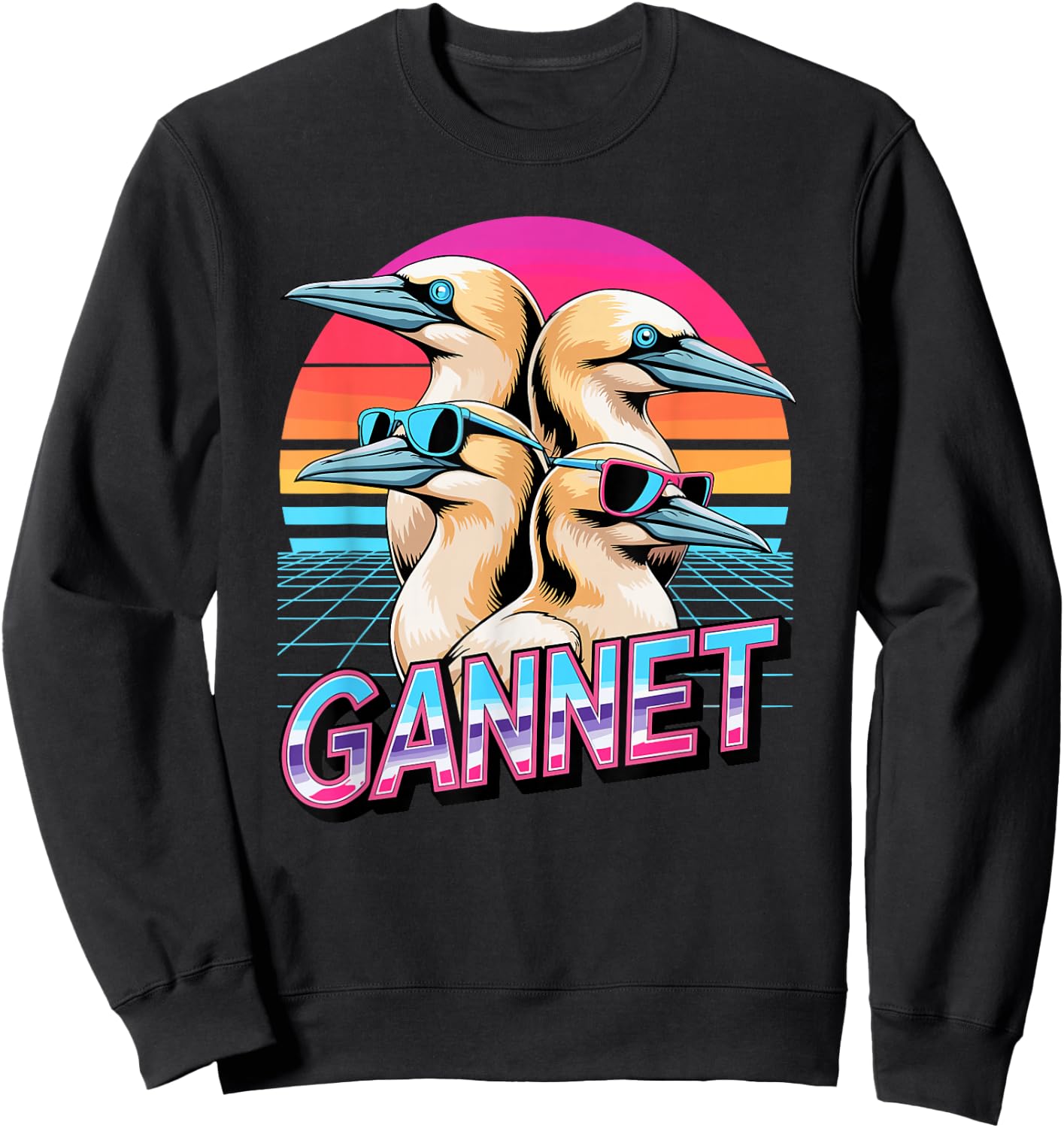 90s Vintage Gannet Bird Gannets Sweatshirt - Sweatshirt | Black