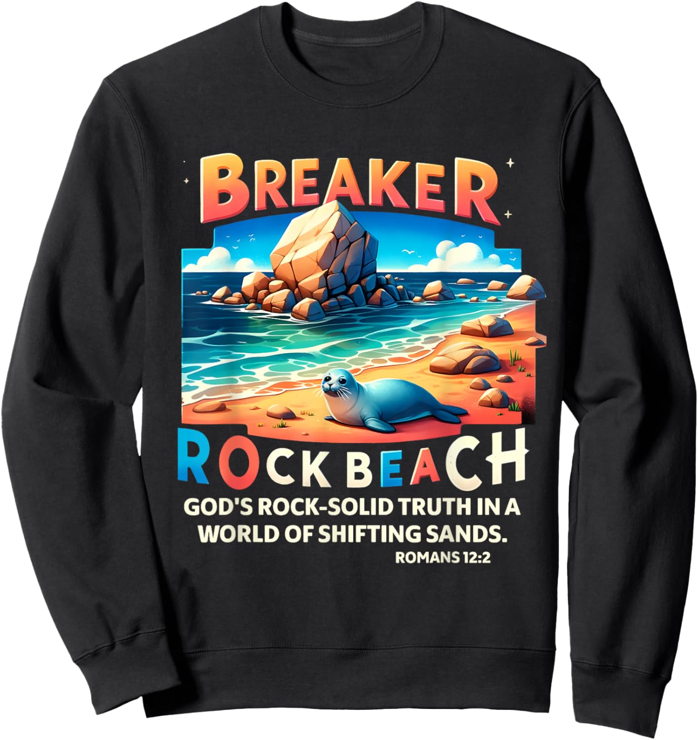 Breaker Rock Beach Christian God's Rock-Solid Truth VBS 2024 Men Women Girls Kids Sweatshirt - Sweatshirt | Black