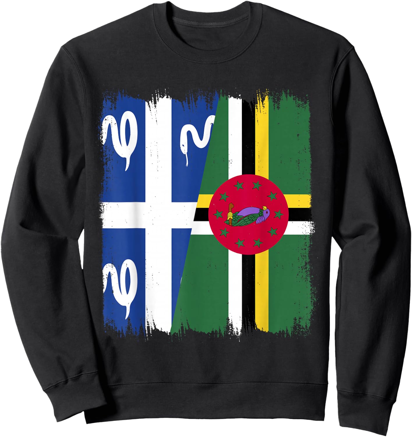 Flag Guadeloupe and Martinique Dominique , Black, S Sweatshirt - Sweatshirt | Black