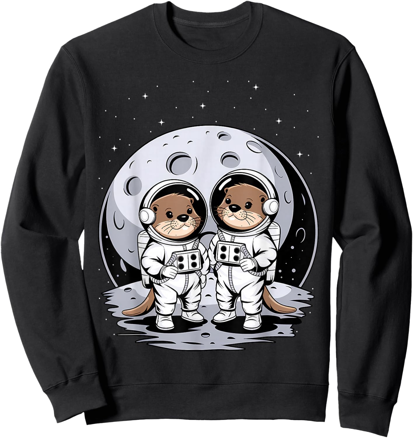 Otter Astronaut Kids Otter Women Space Sea Otter Sweatshirt - Sweatshirt | Black