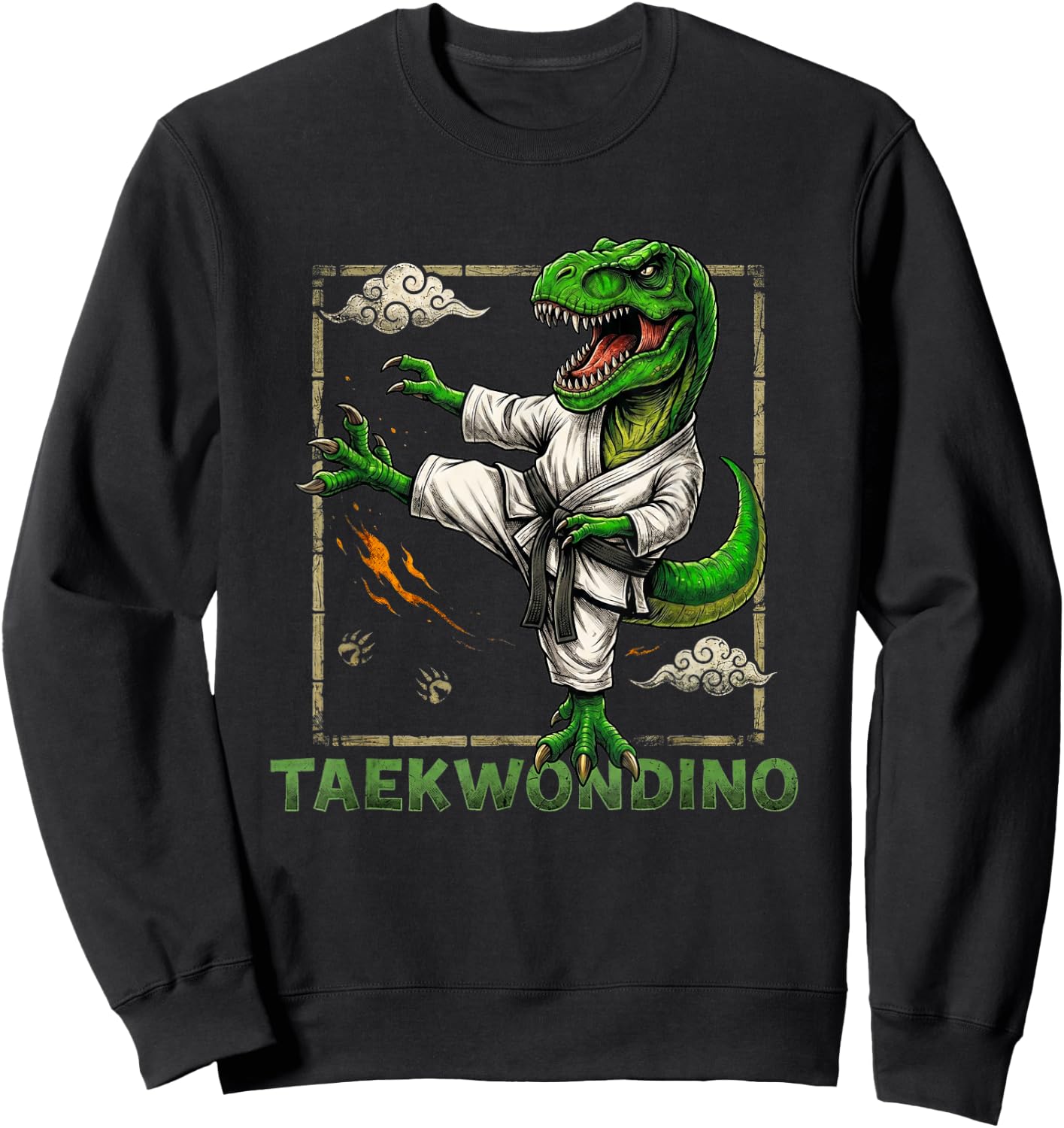 Funny Taekwondo Dinosaur Taekwondosaurus T-Rex Taekwondoin Sweatshirt - Sweatshirt | Black