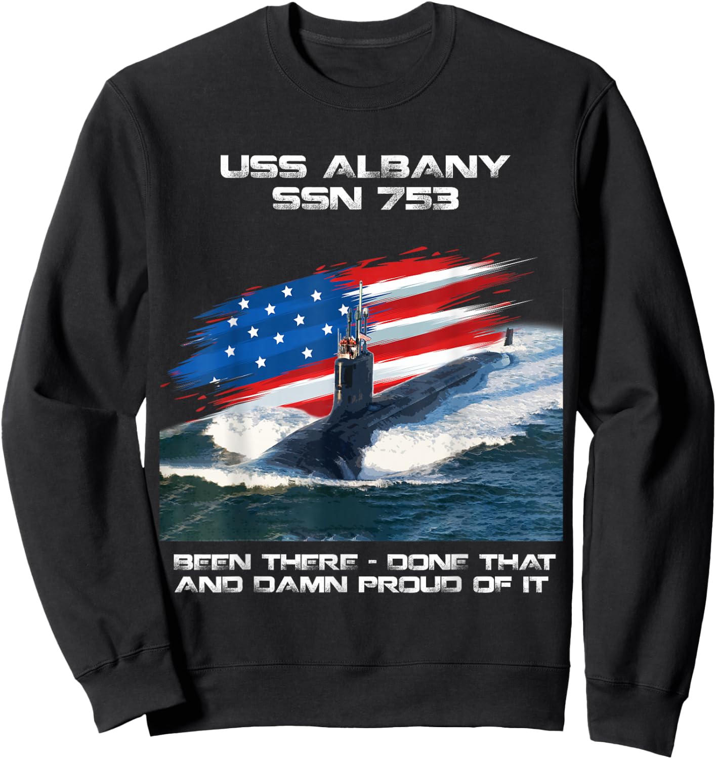 USS Albany SSN-753 Amerikanische Flagge U-Boot Veteran Xmas Sweatshirt - Sweatshirt | Black