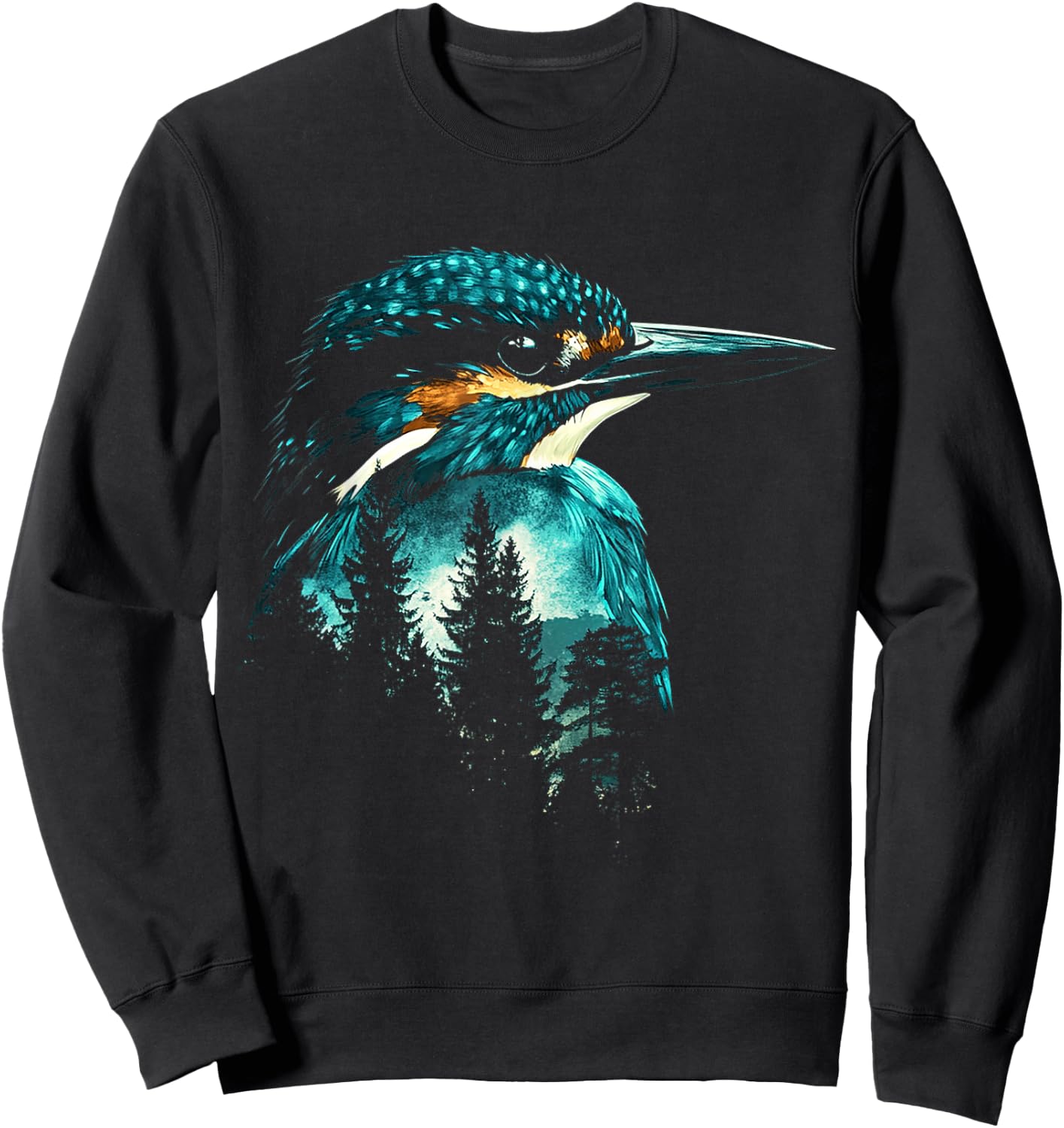 Kingfisher Bird Animal Art Headphones Kingfisher , black, S Sweatshirt - Sweatshirt | Black