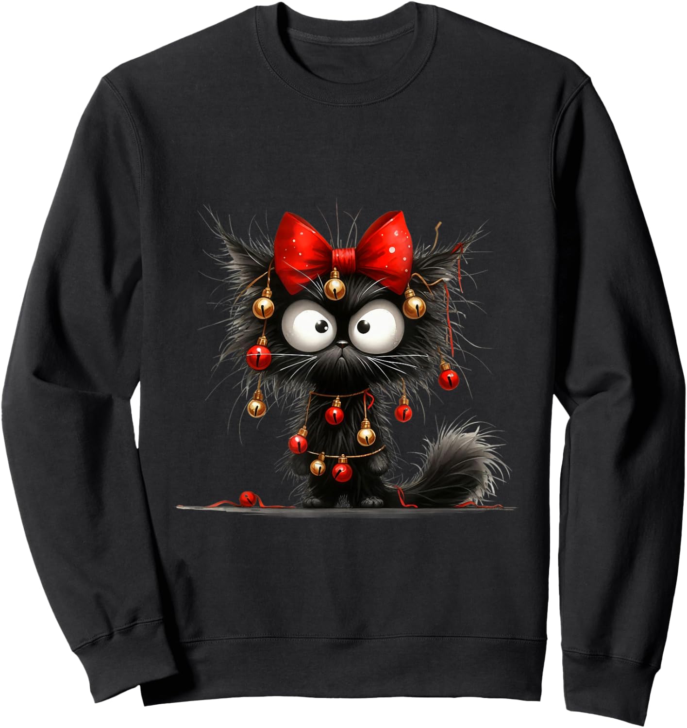 Christmas Grumpy Funny Cat Cheeky , black Sweatshirt - Sweatshirt | Black
