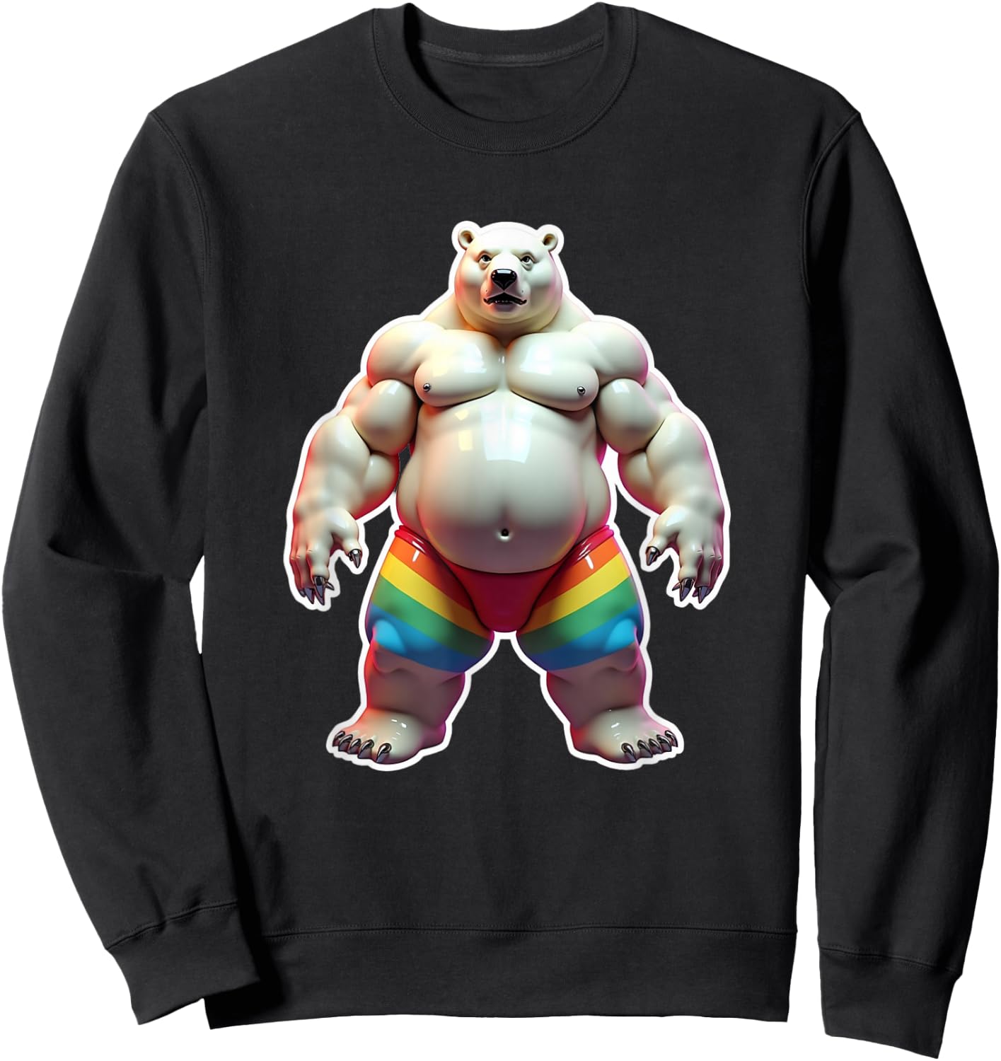 "I Love Bears" Fun Gay Pride Vintage Rainbow Sweatshirt - Sweatshirt | Black