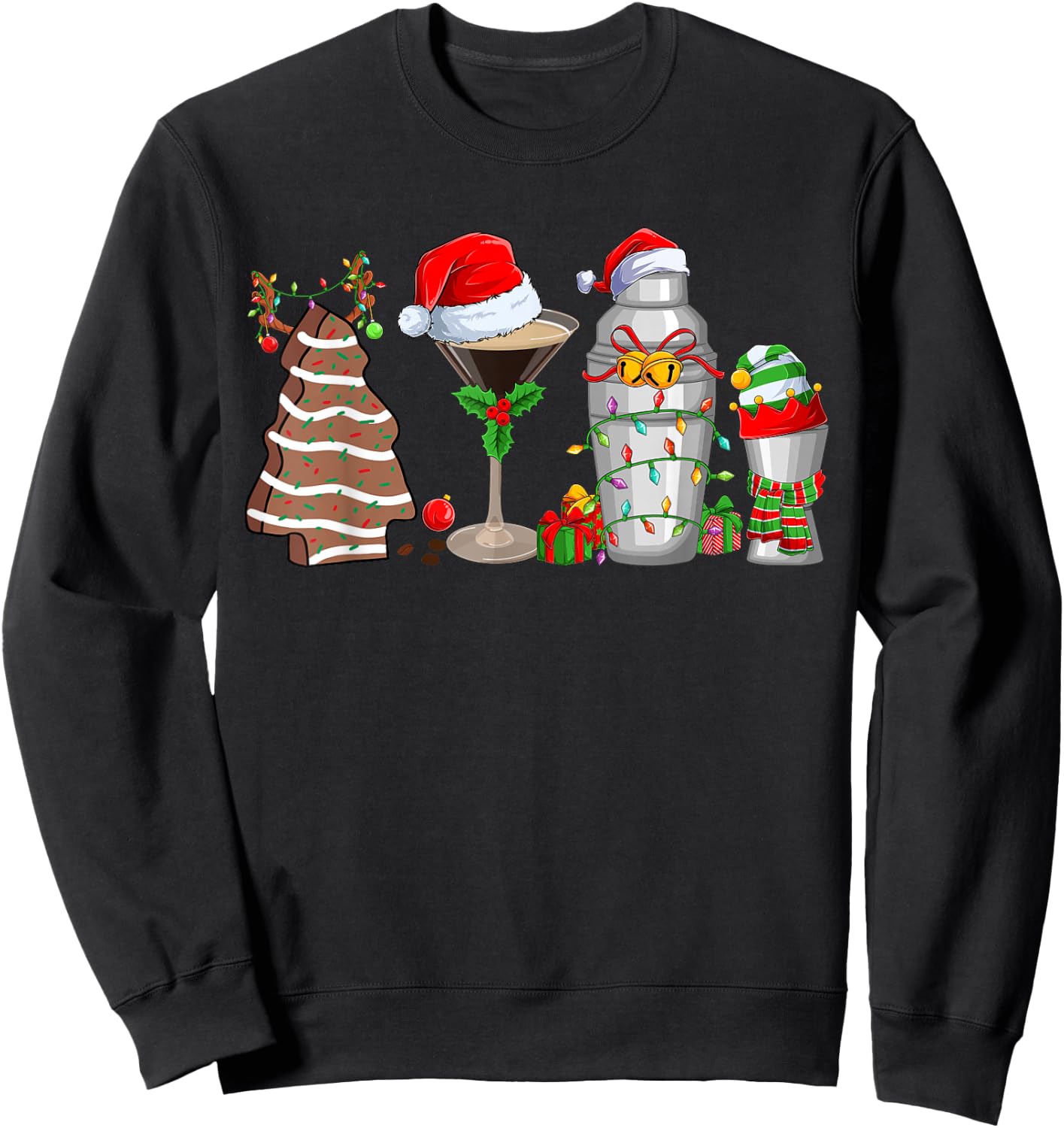 Christmas Cocktail Espresso Martini Drinking Party Bartender Sweatshirt - Sweatshirt | Black