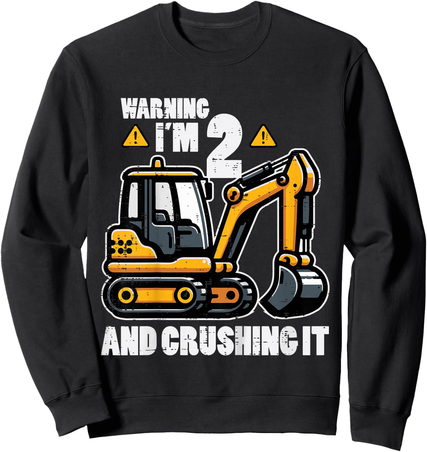 Kids Im 2 Crushing It Excavator 2nd Birthday Construction Boy Kid Sweatshirt - Sweatshirt | Black