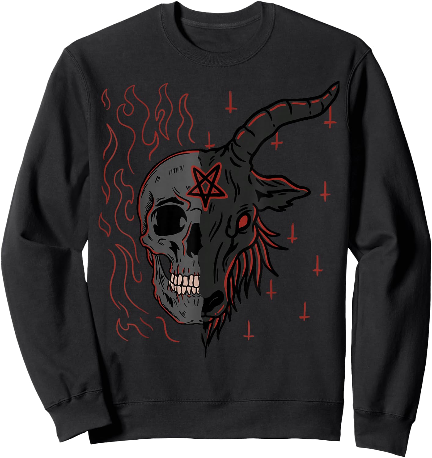 Baphomet Gothic Occult Emo Goats Sweatshirt - Sweatshirt | Black