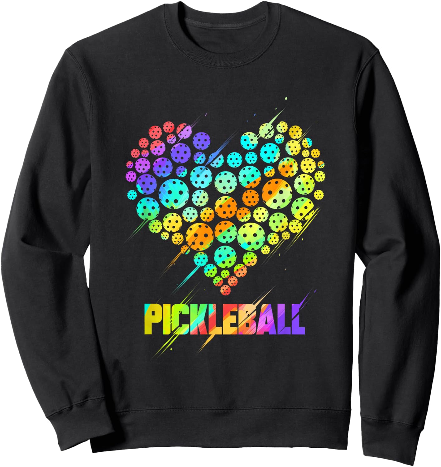 Pickleball Heart - Funny Colorful Paddle Sports Player Gift Sweatshirt - Sweatshirt | Black