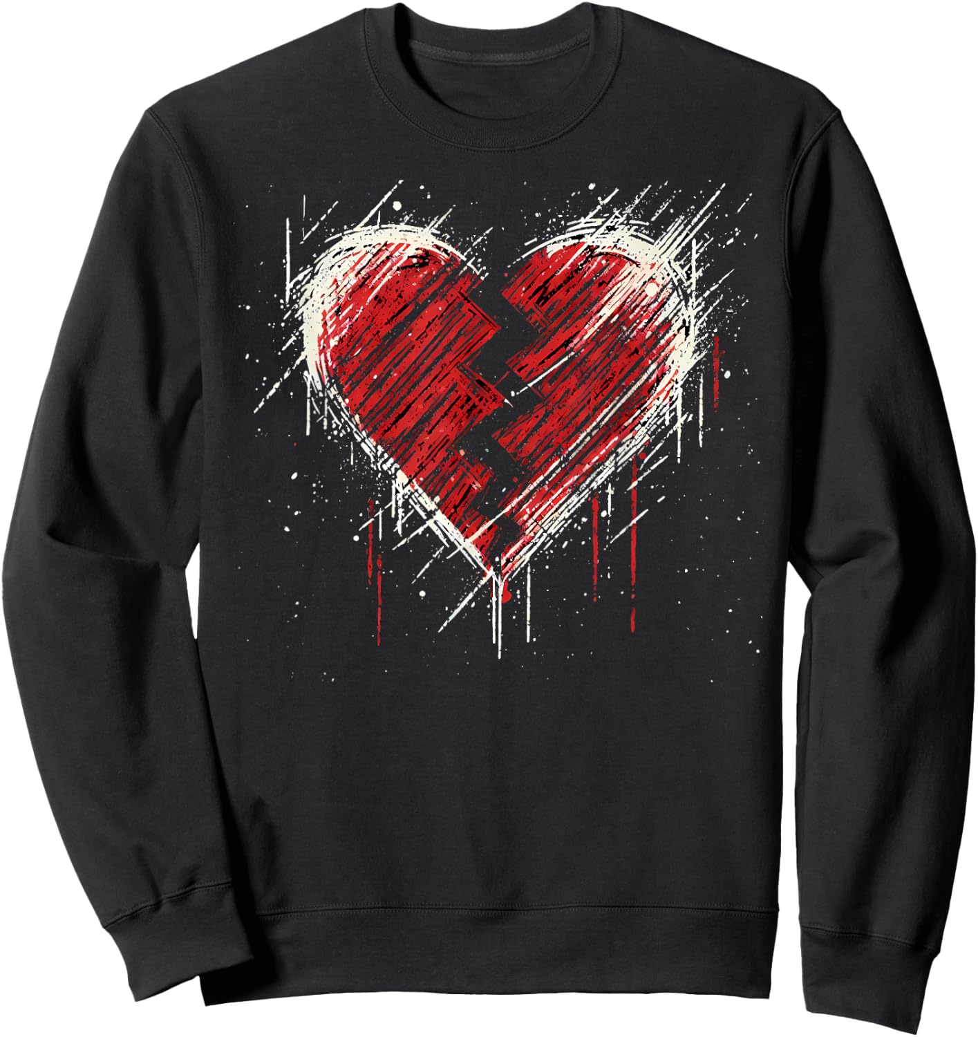 Broken Heart. Alternative Grunge Goth Rock Emo Valentine , Black, S Sweatshirt - Sweatshirt | Black