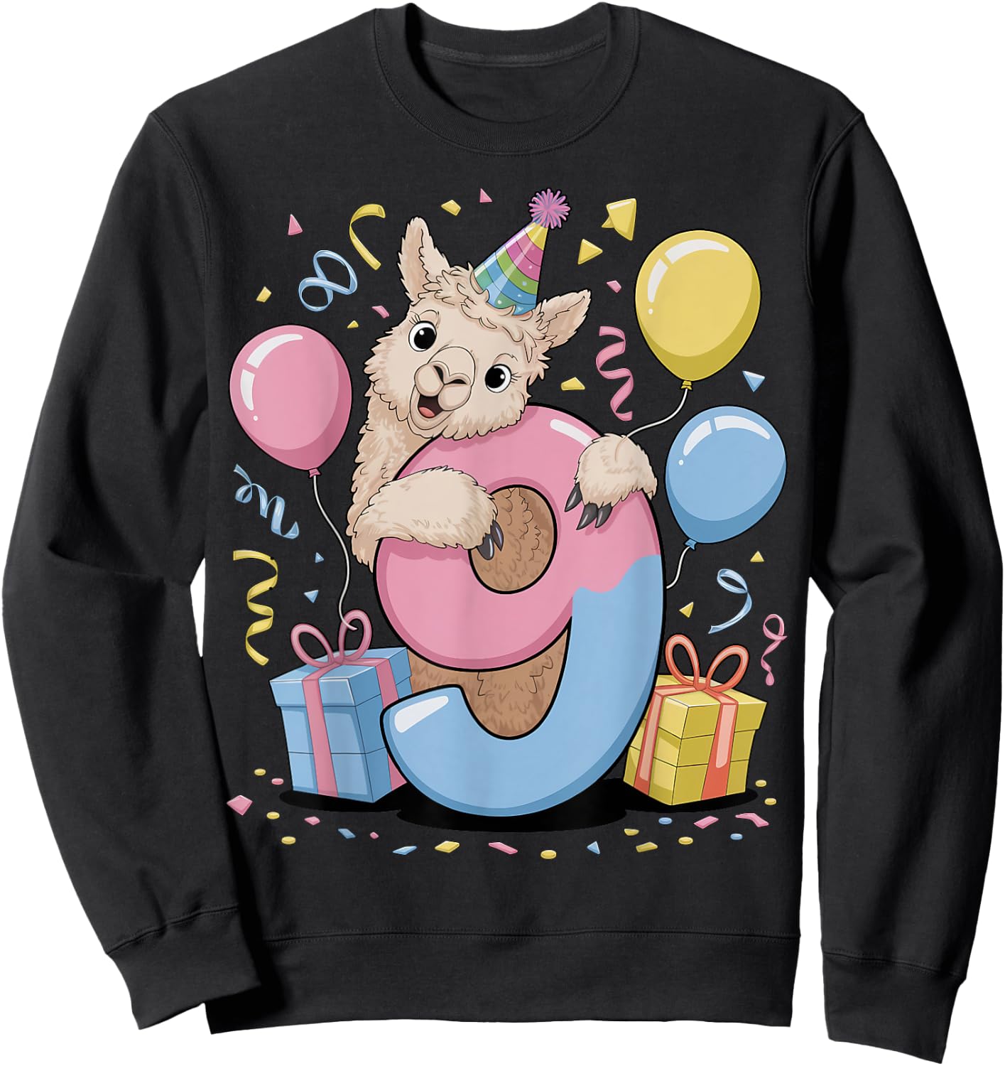 Lama Alpaka 9 Geburtstag Junge Mädchen 9 Jahre alt Lama Alpaka Sweatshirt - Sweatshirt | Black