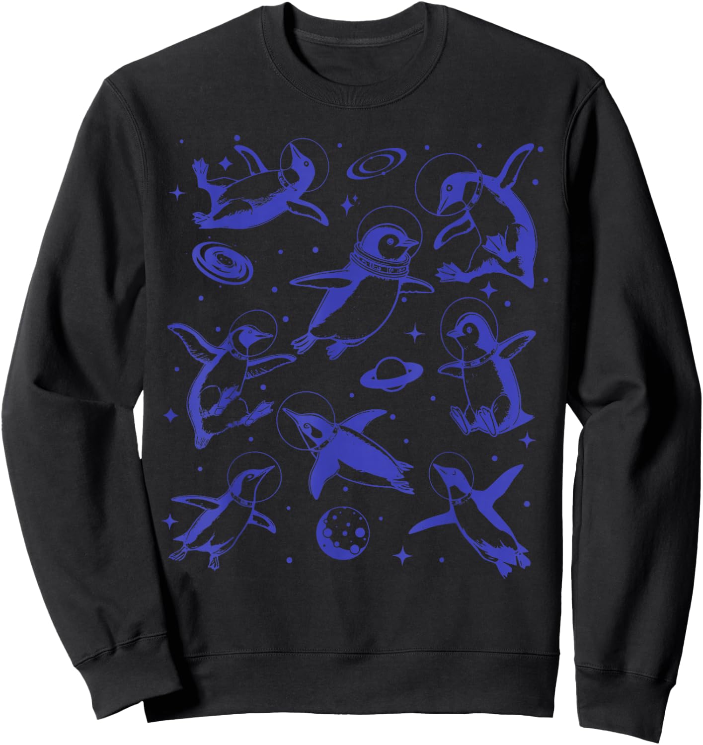 Retro Penguins In Space Astronaut Sea Animal Penguins Lover Sweatshirt - Sweatshirt | Black