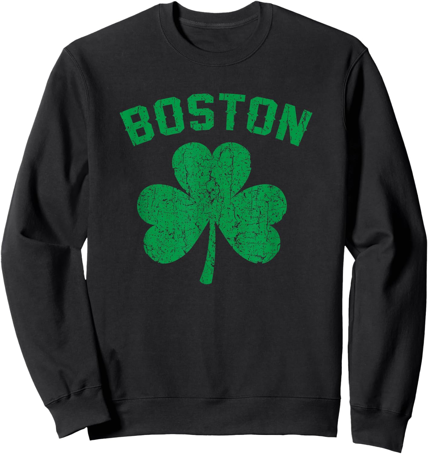 Boston Shamrock Clover Irish Pride St. Patrick's Day Sweatshirt - Sweatshirt | Black