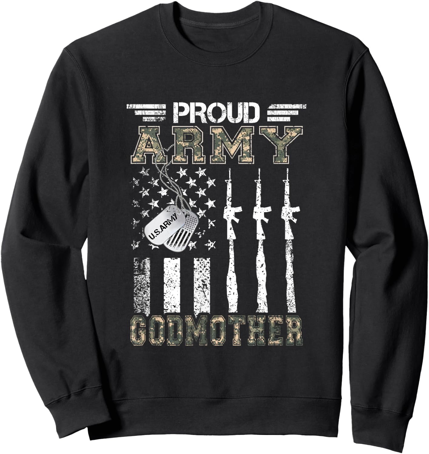 Proud Army Godmother US Army Godmother Gifts Army Graduation Sweatshirt - Sweatshirt | Black