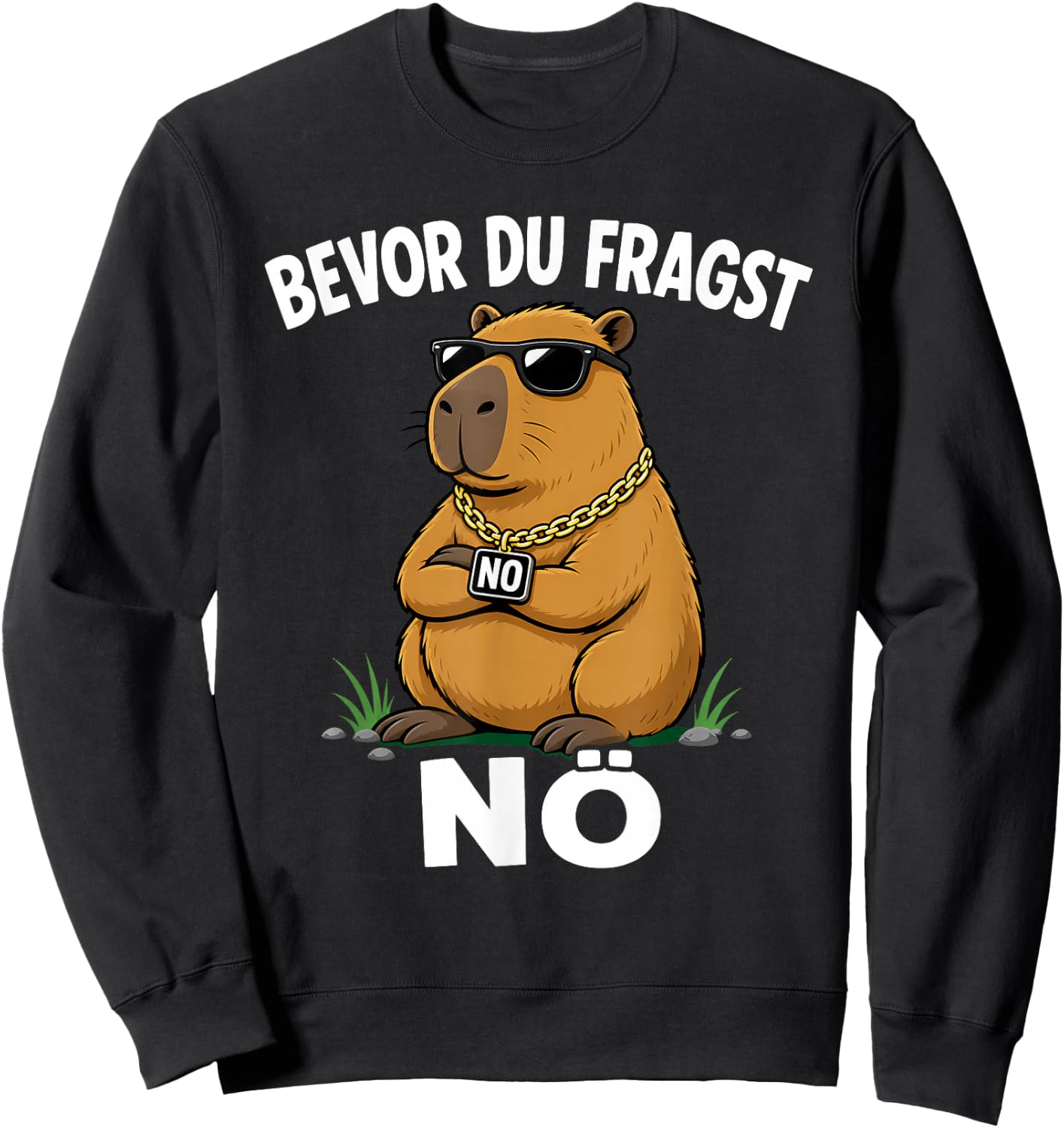 Lustige Capybara Bevor Du Fragst Nein Nö Sweatshirt - Sweatshirt | Black