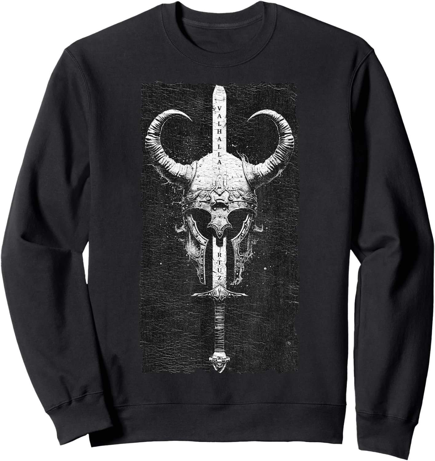 Valhalla Odin Thor Runes Viking Helmet Warrior Viking Sweatshirt - Sweatshirt | Black