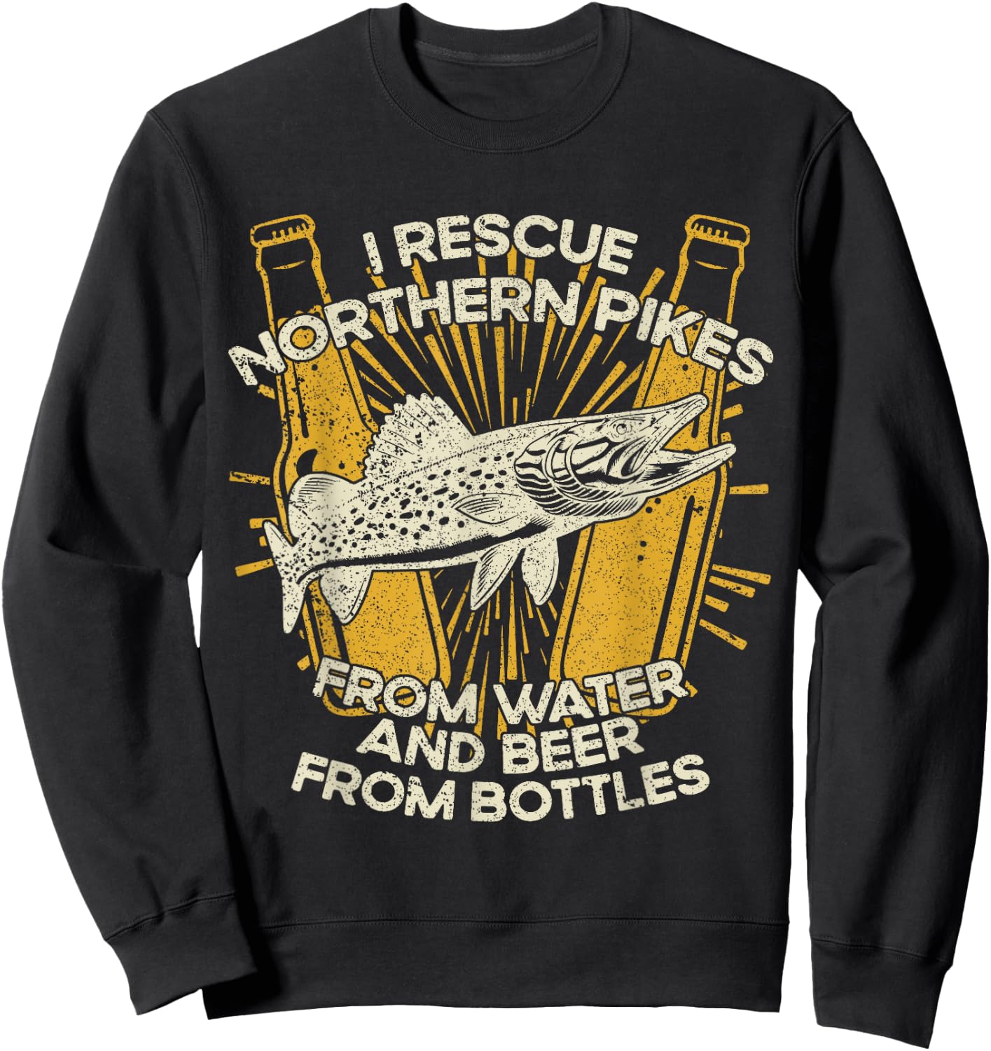 I Rescue Fish And Beer - Fisherman Fishing Northern Pike Sweatshirt - Sweatshirt | Black